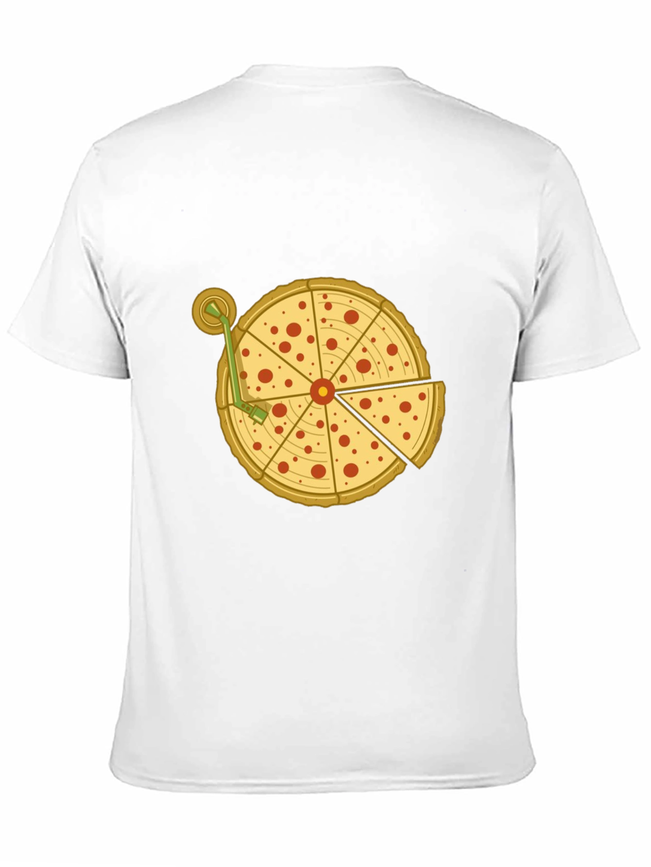 Pizza Turntable Graphic Tee - Black Cotton T-Shirt