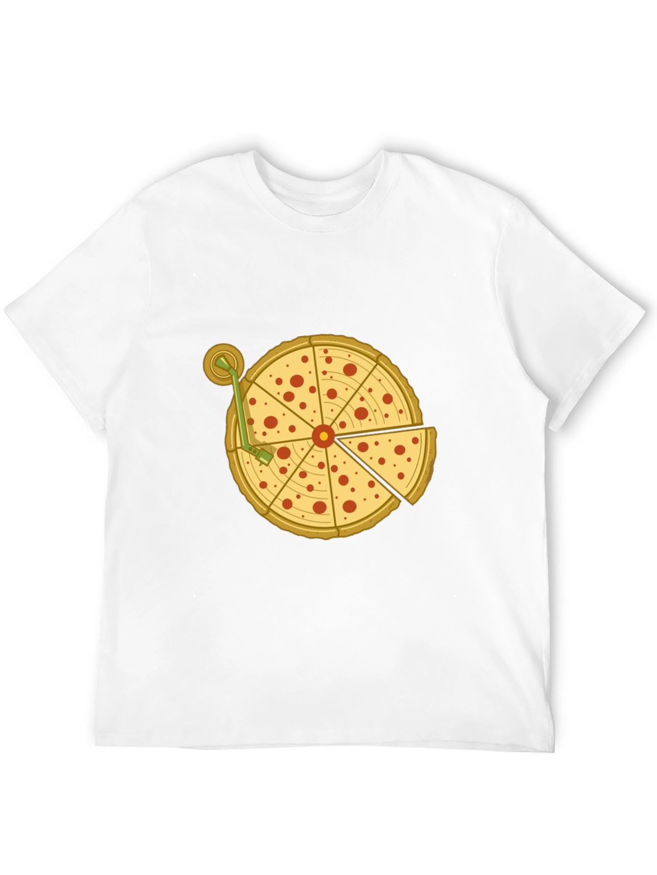 Pizza Turntable Graphic Tee - Black Cotton T-Shirt