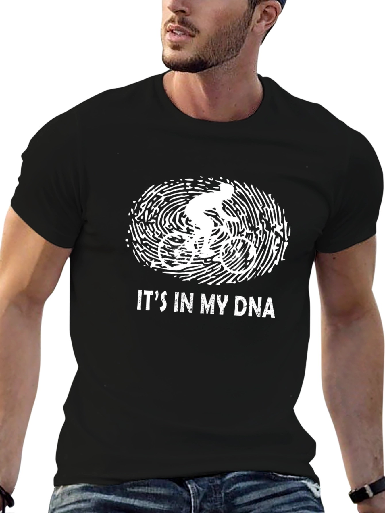 Cycling DNA Graphic Tee - Black Cotton T-Shirt