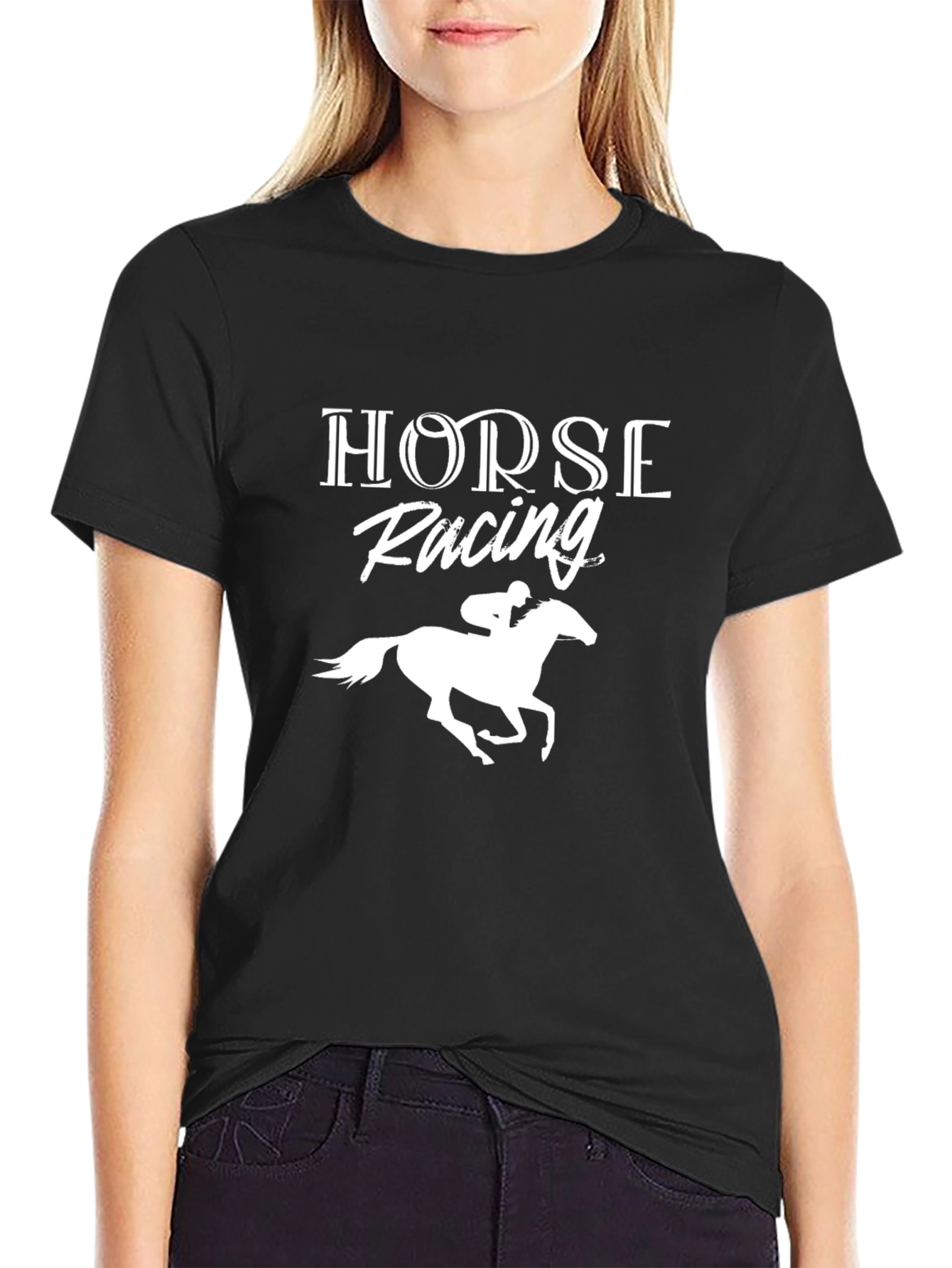 Horse Racing Graphic Tee - Stylish Equestrian Design