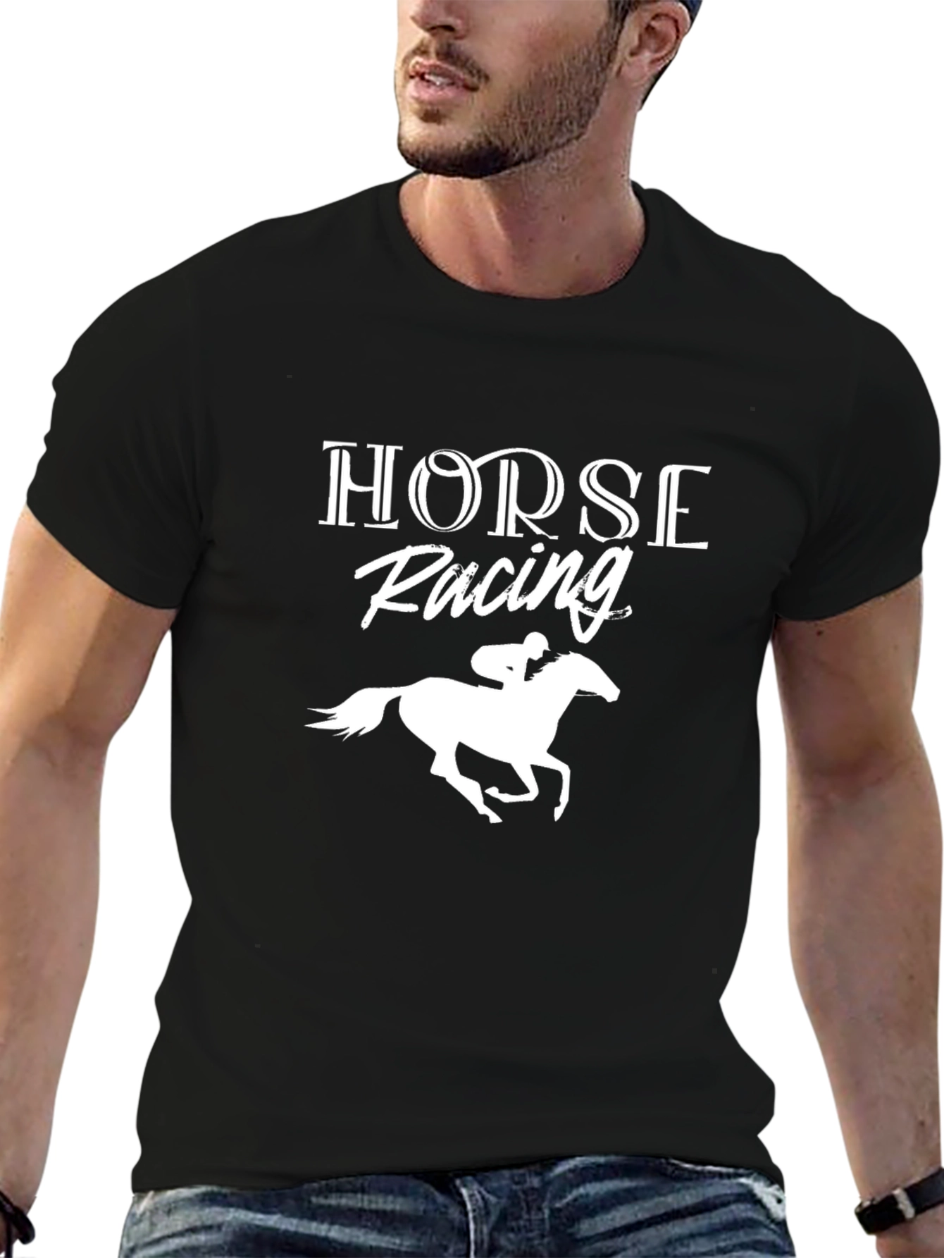 Horse Racing Graphic Tee - Stylish Equestrian Design