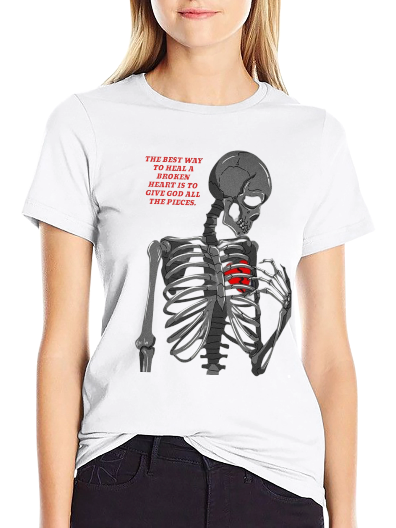 Skeleton Broken Heart Graphic Tee