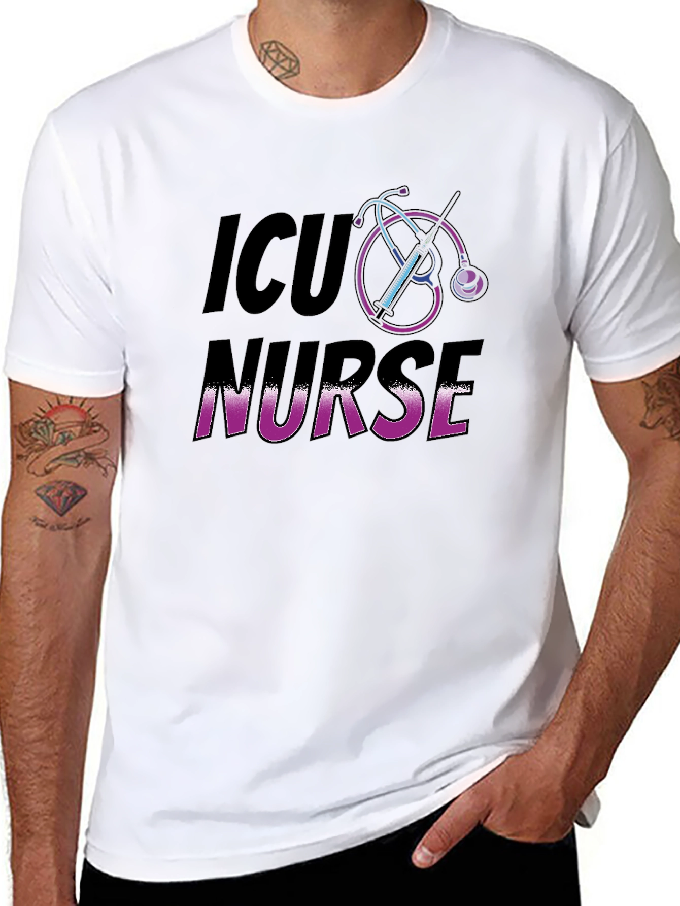 ICU Nurse Black Graphic T-Shirt