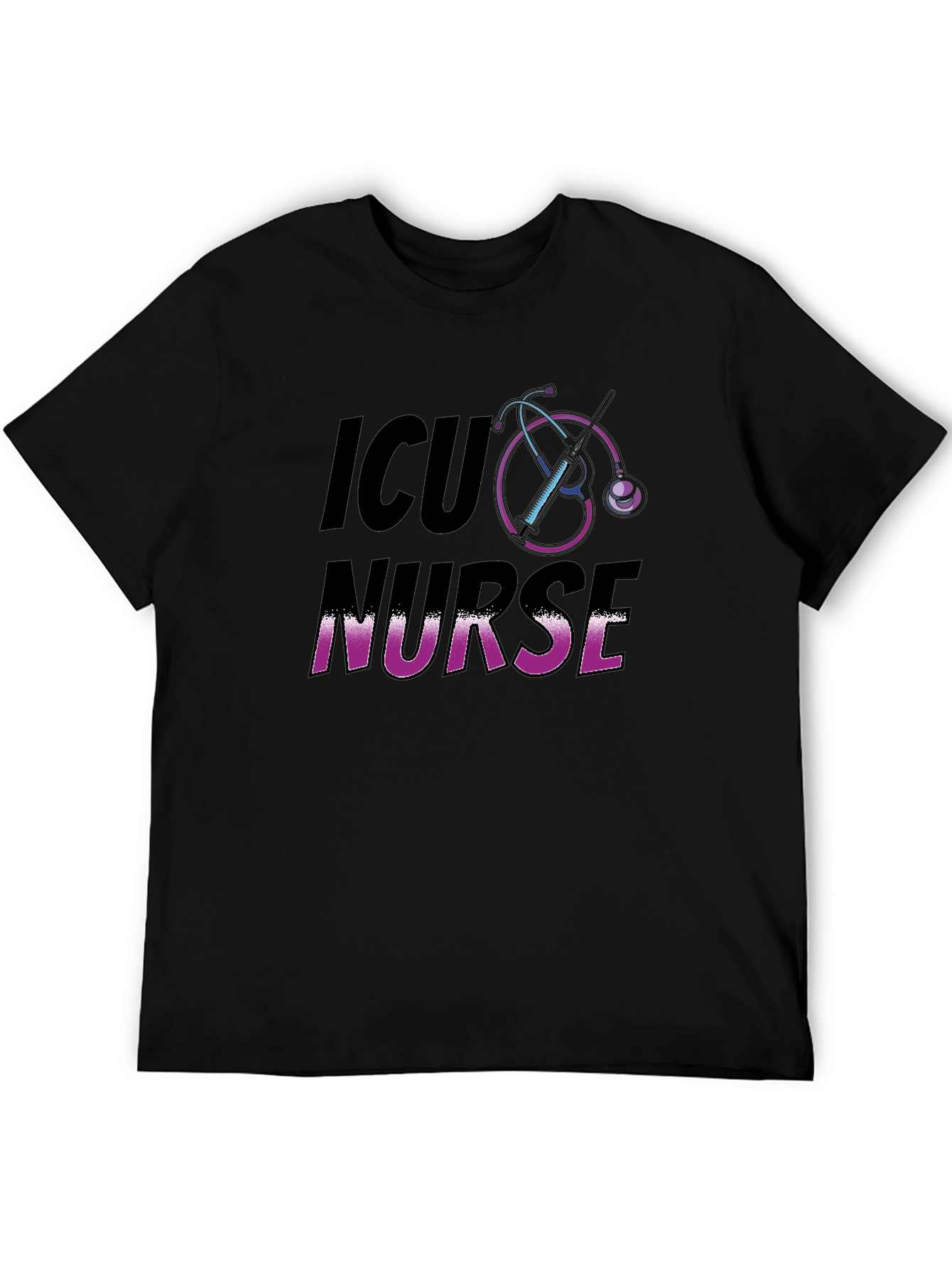 ICU Nurse Black Graphic T-Shirt