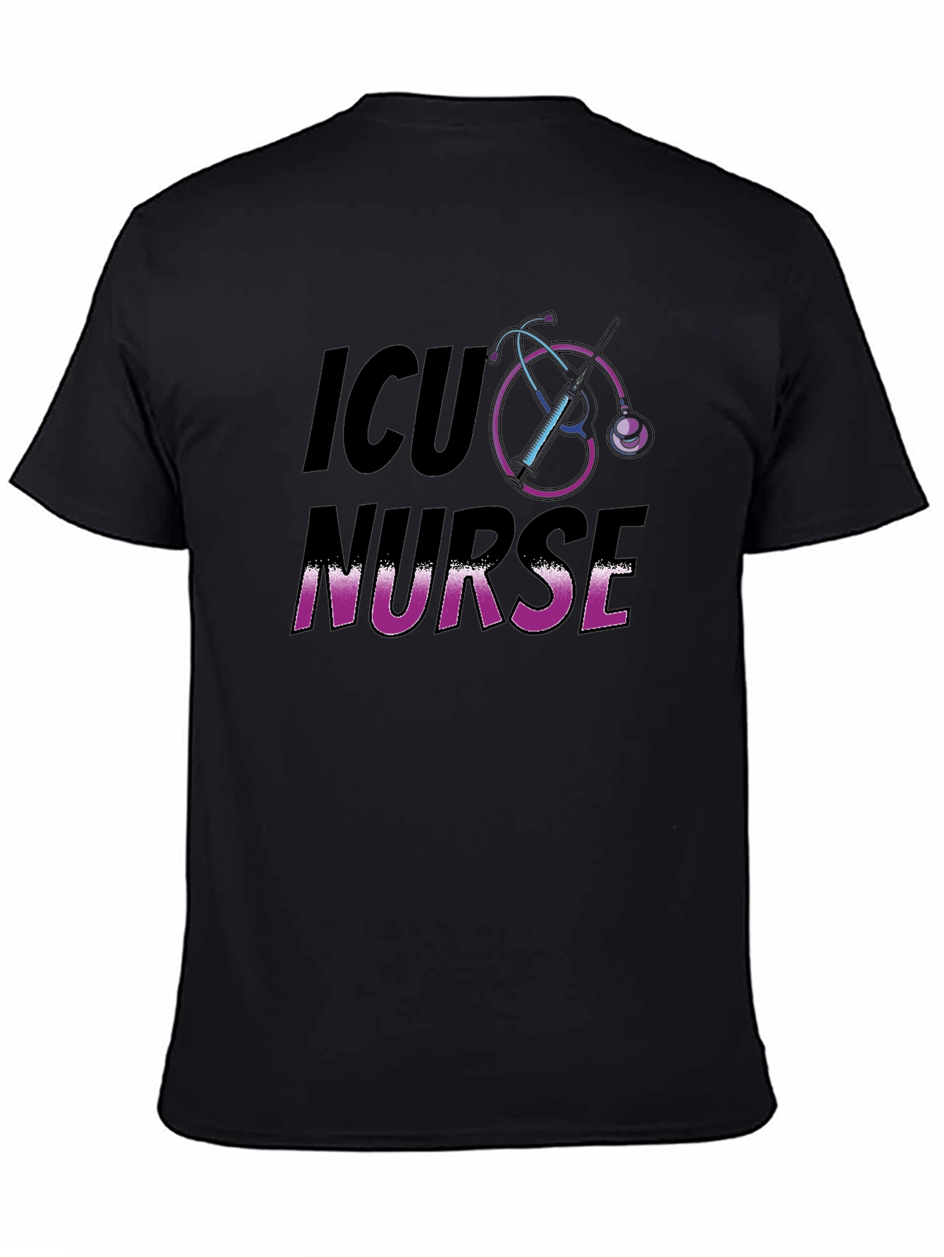 ICU Nurse Black Graphic T-Shirt