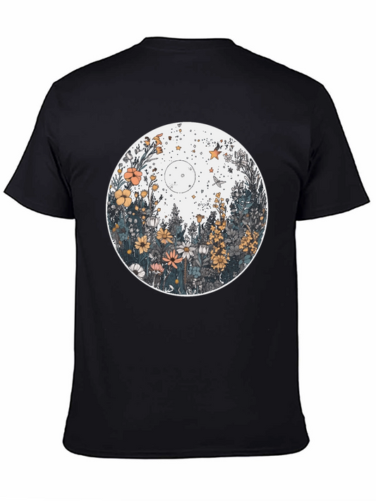Floral Moon Graphic Tee - Stylish Night Bloom Shirt