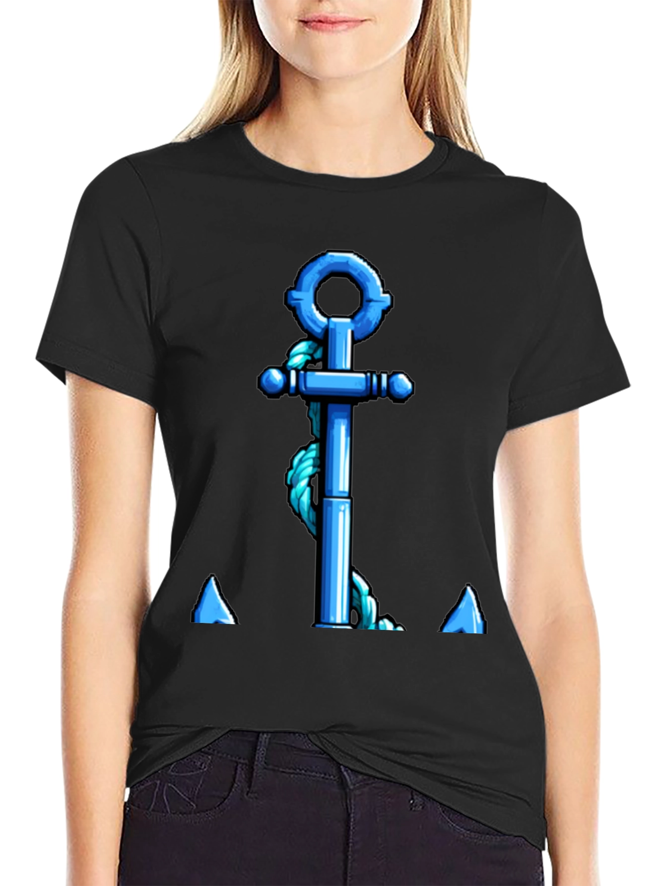 Nautical Anchor Graphic T-Shirt - Blue Rope Design