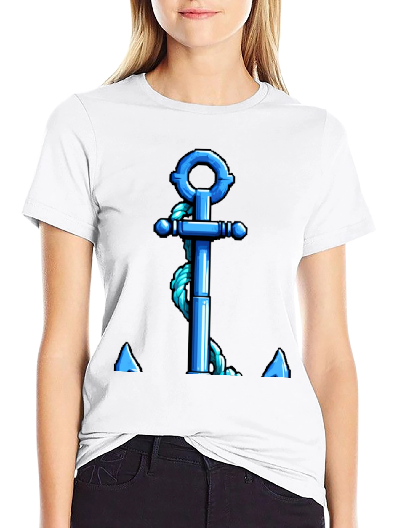 Nautical Anchor Graphic T-Shirt - Blue Rope Design