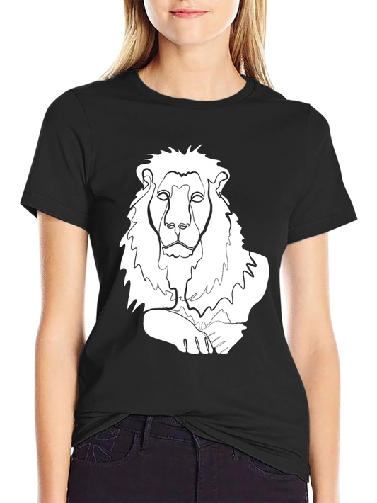 Lion Line Art Graphic Tee - Stylish Casual Wear