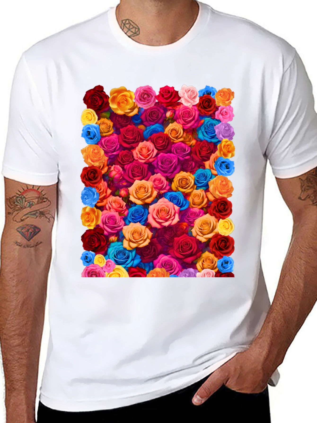 Floral Roses Graphic Tee - Bold & Vibrant