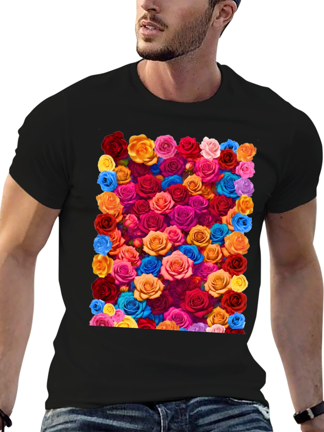 Floral Roses Graphic Tee - Bold & Vibrant