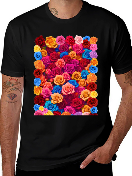 Floral Roses Graphic Tee - Bold & Vibrant