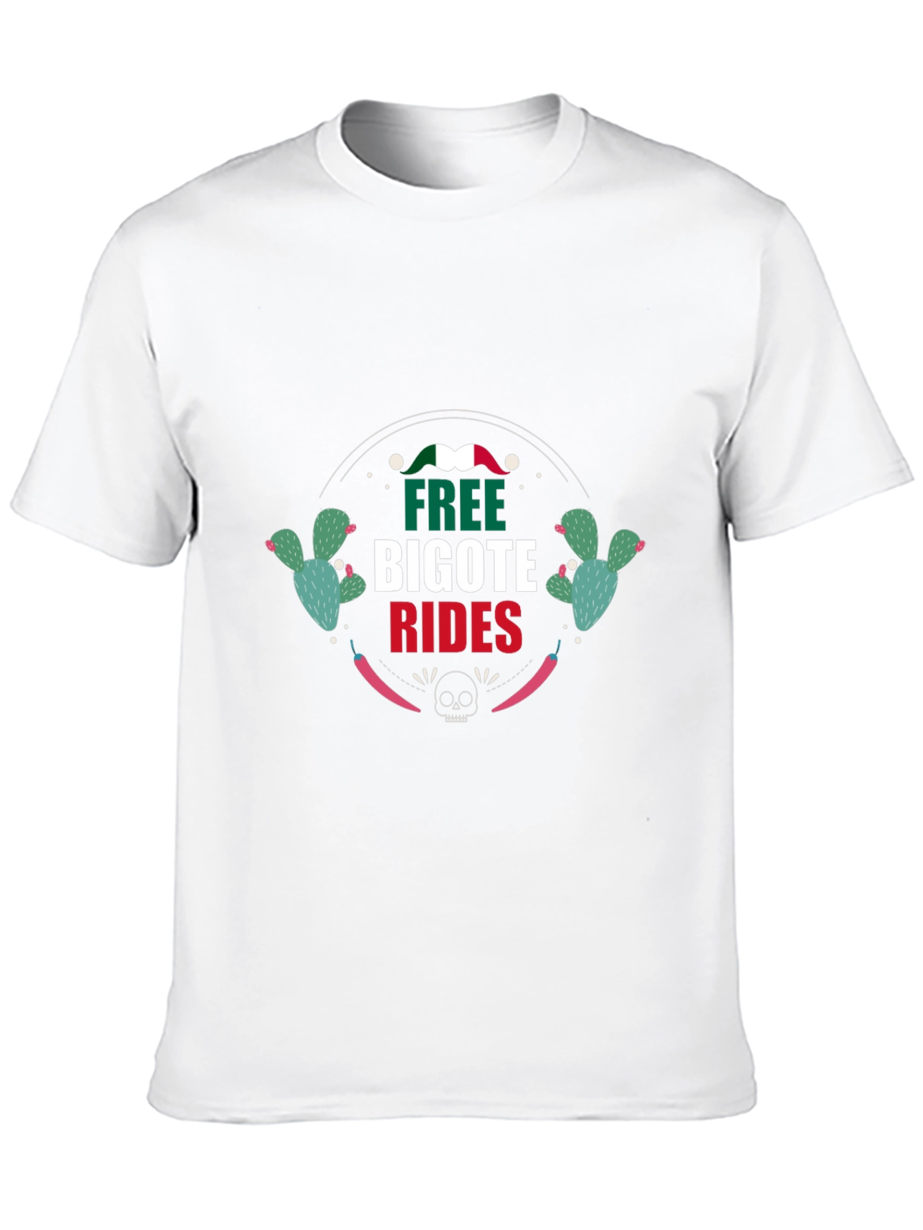 Free Bigote Rides Black Graphic T-Shirt