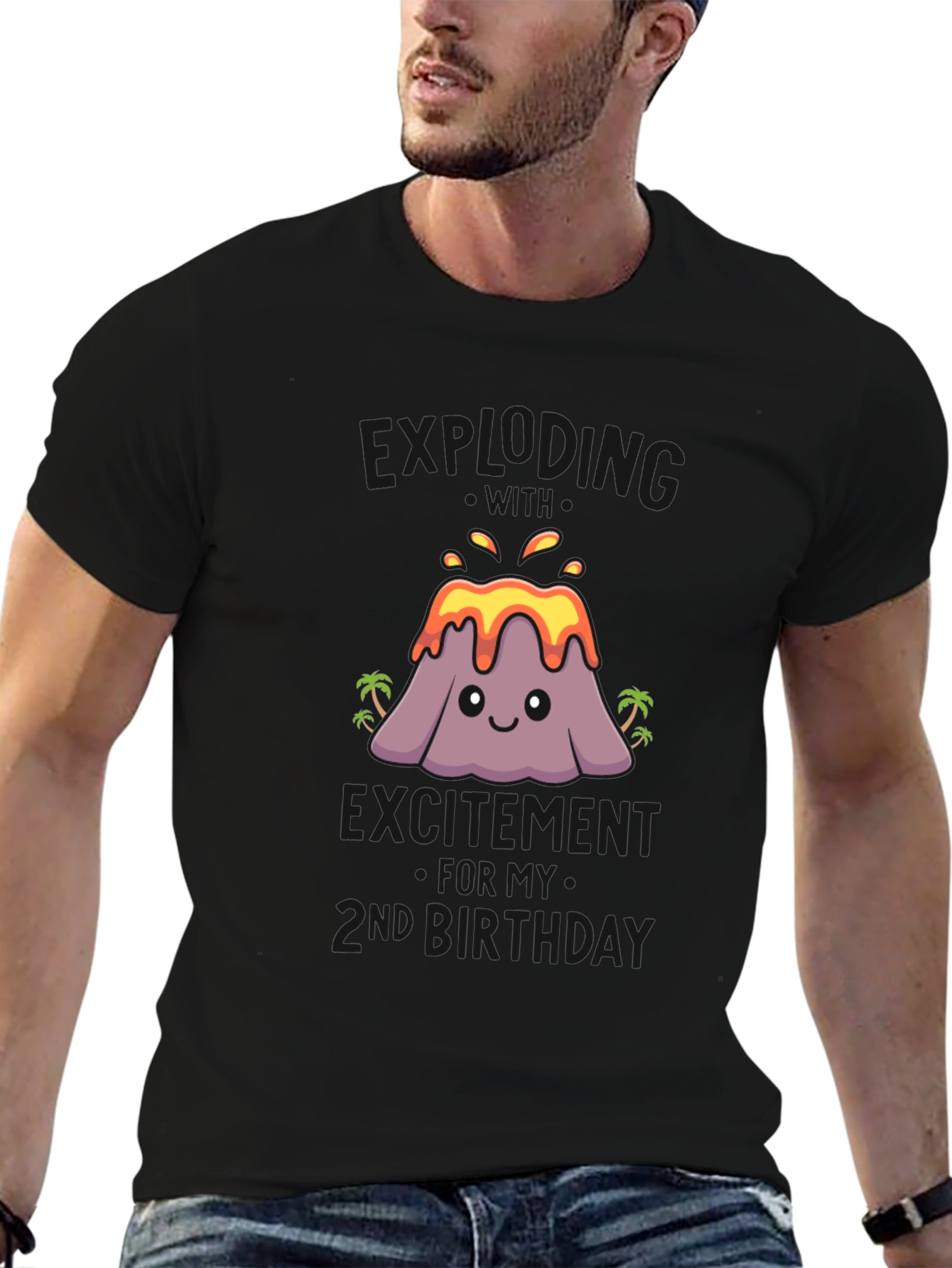 Volcano 2nd Birthday T-Shirt - Black