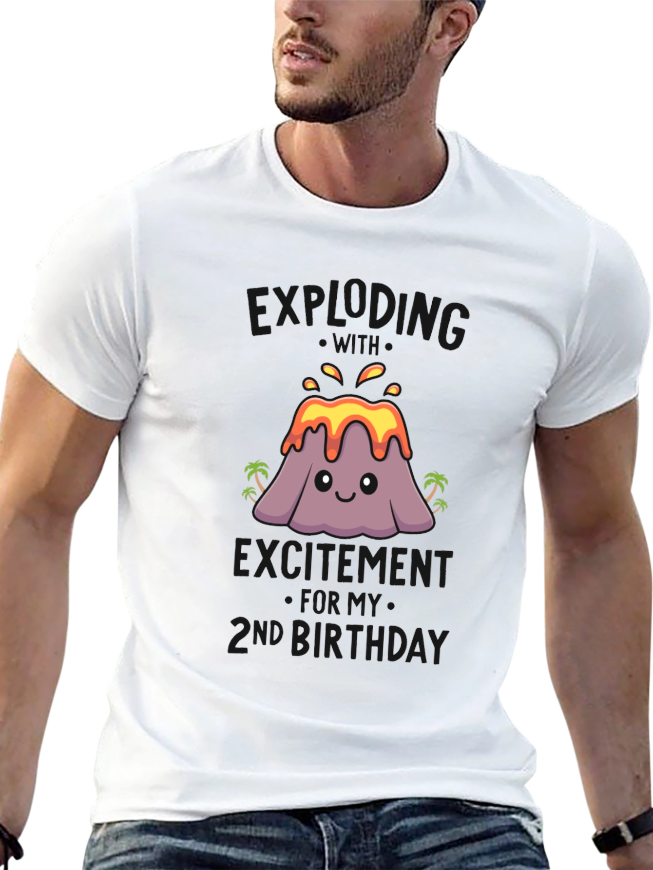 Volcano 2nd Birthday T-Shirt - Black