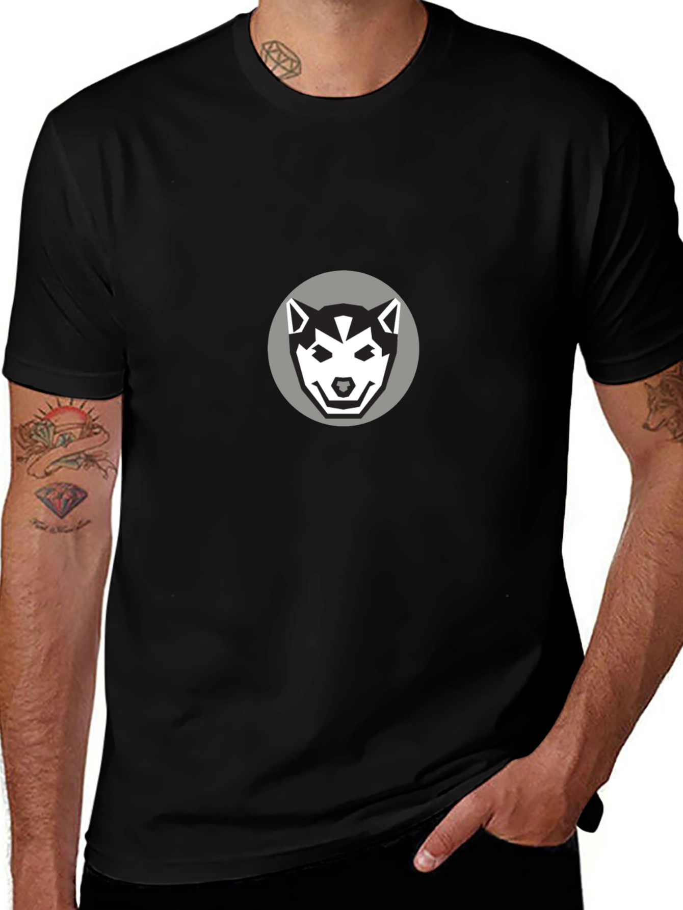 Husky Graphic Tee - Black Cotton T-Shirt