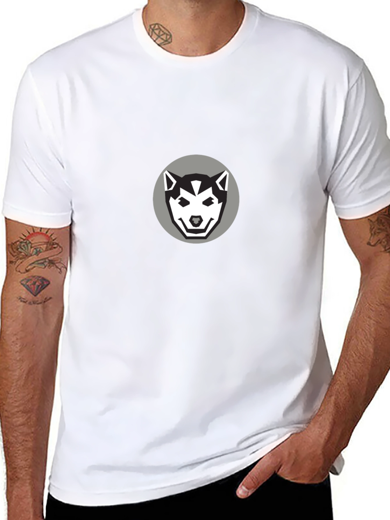 Husky Graphic Tee - Black Cotton T-Shirt
