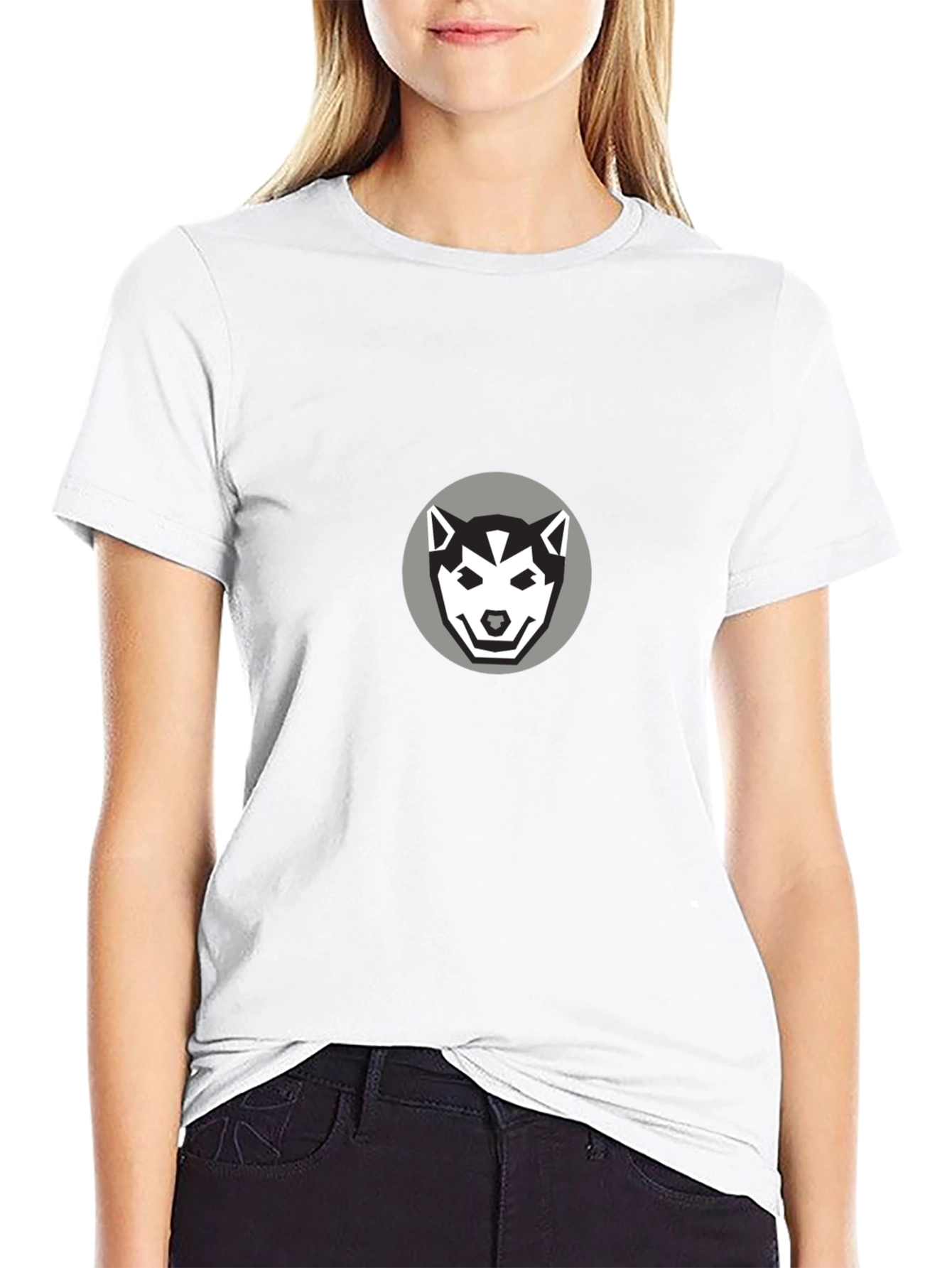 Husky Graphic Tee - Black Cotton T-Shirt