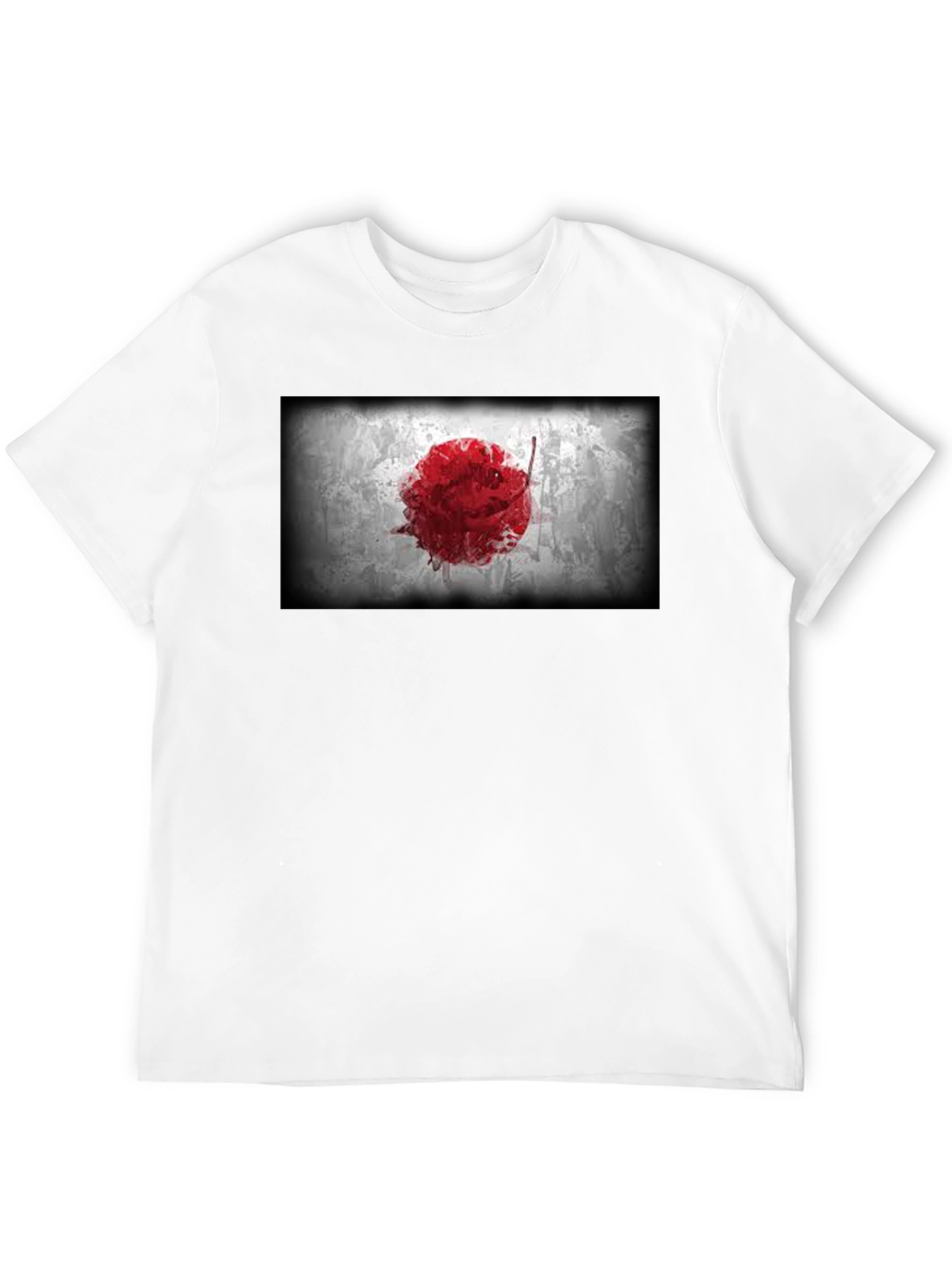 Japanese Flag Graphic Black T-Shirt - Grunge Design