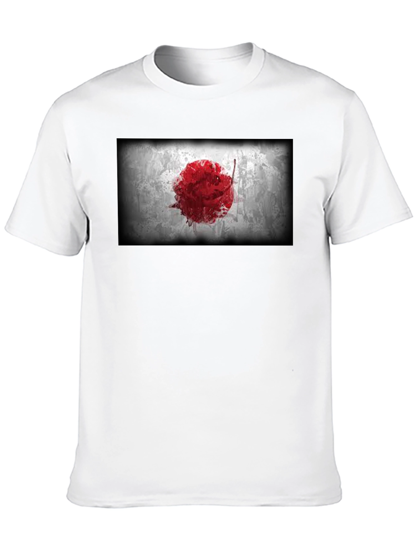 Japanese Flag Graphic Black T-Shirt - Grunge Design