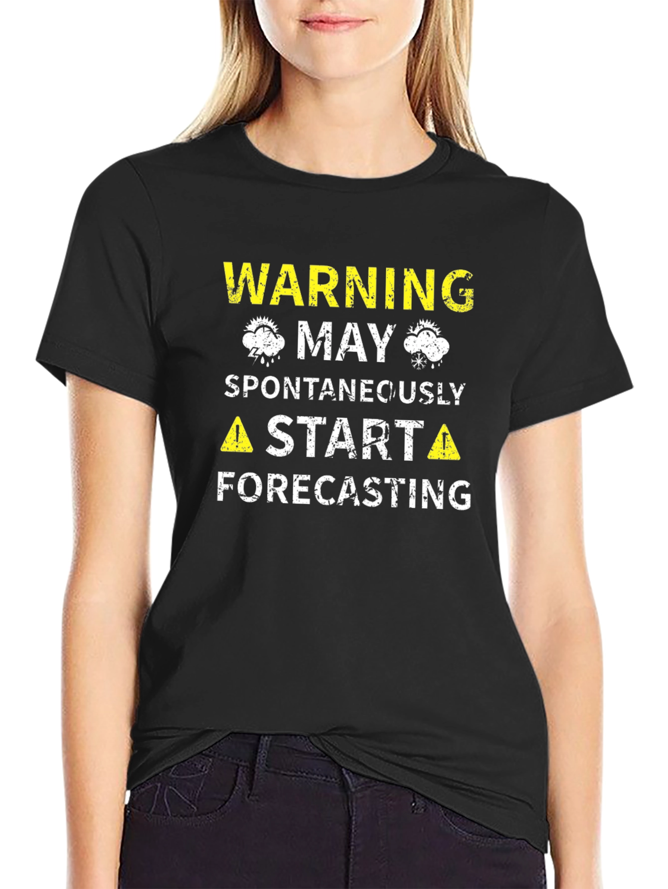 Warning May Spontaneously Start Forecasting Black T-Shirt