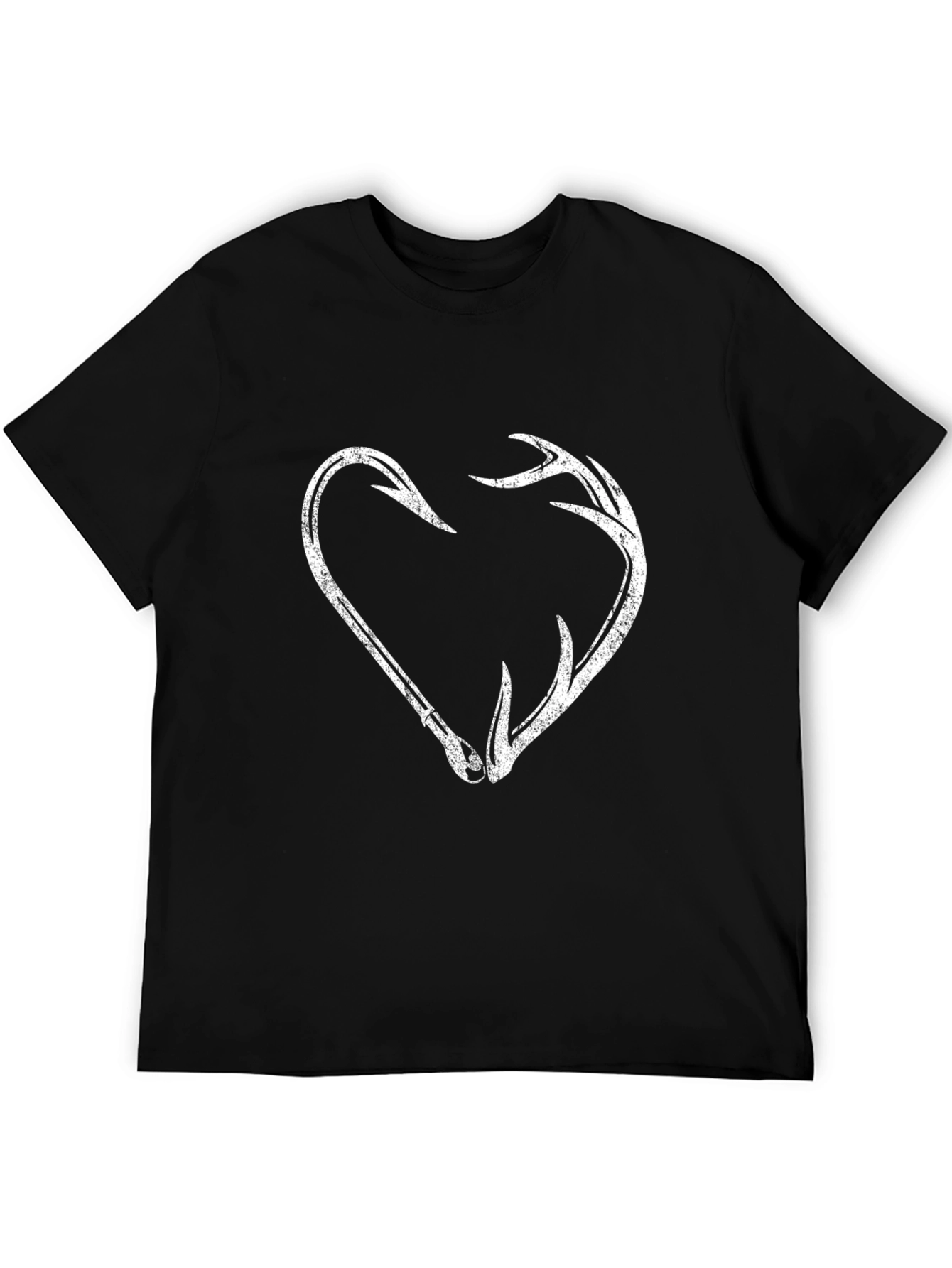 Fishing Hook and Antler Heart Graphic T-Shirt