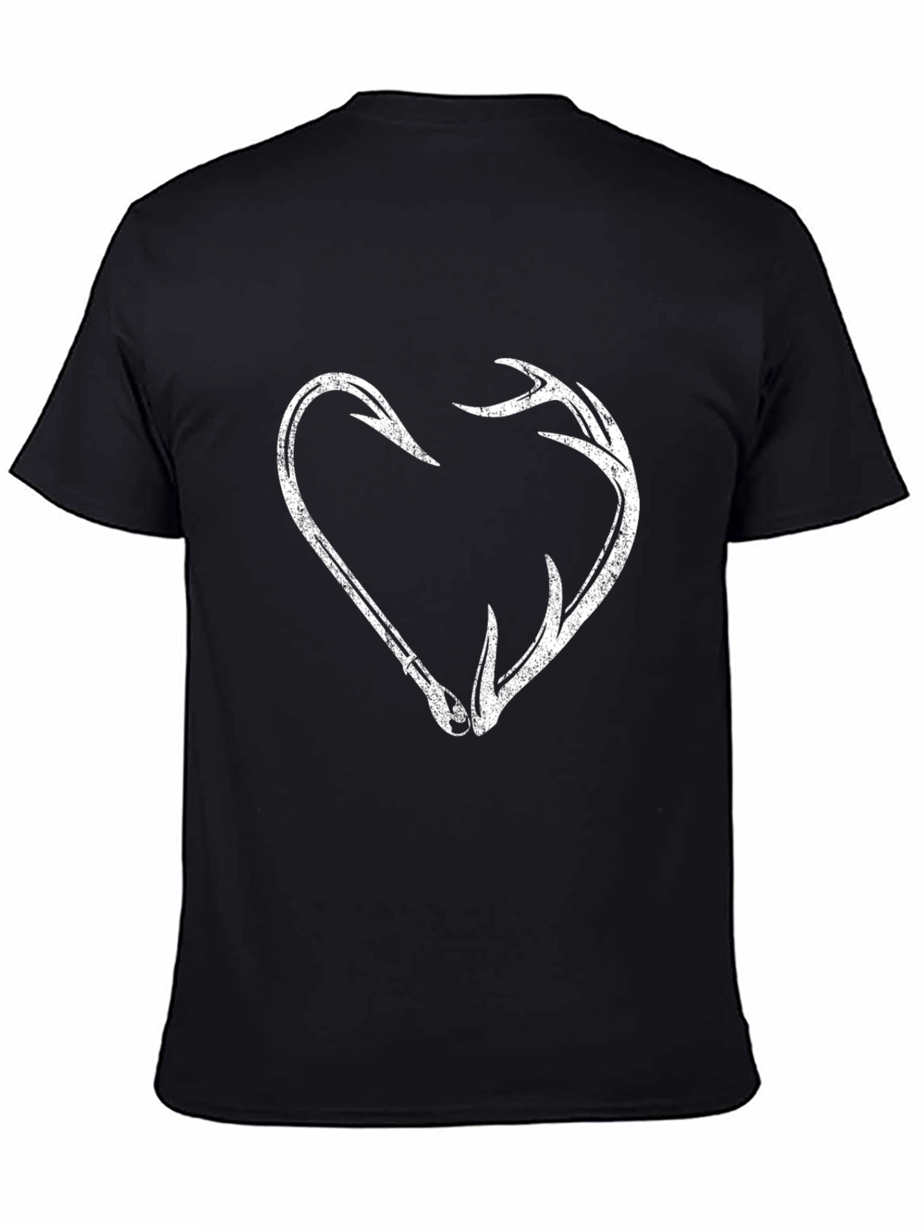 Fishing Hook and Antler Heart Graphic T-Shirt