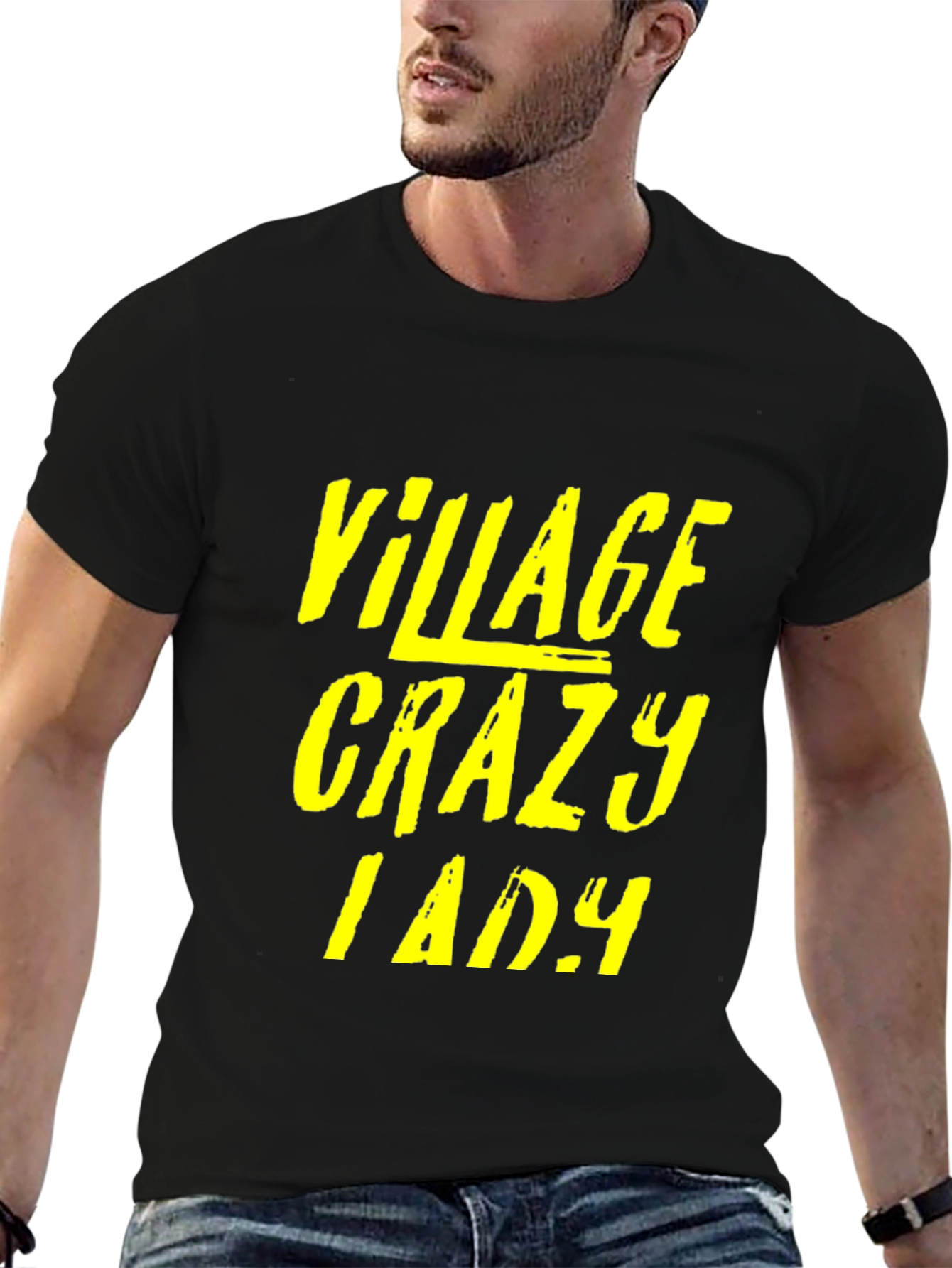 Village Crazy Lady Graphic T-Shirt - Unisex Black Tee