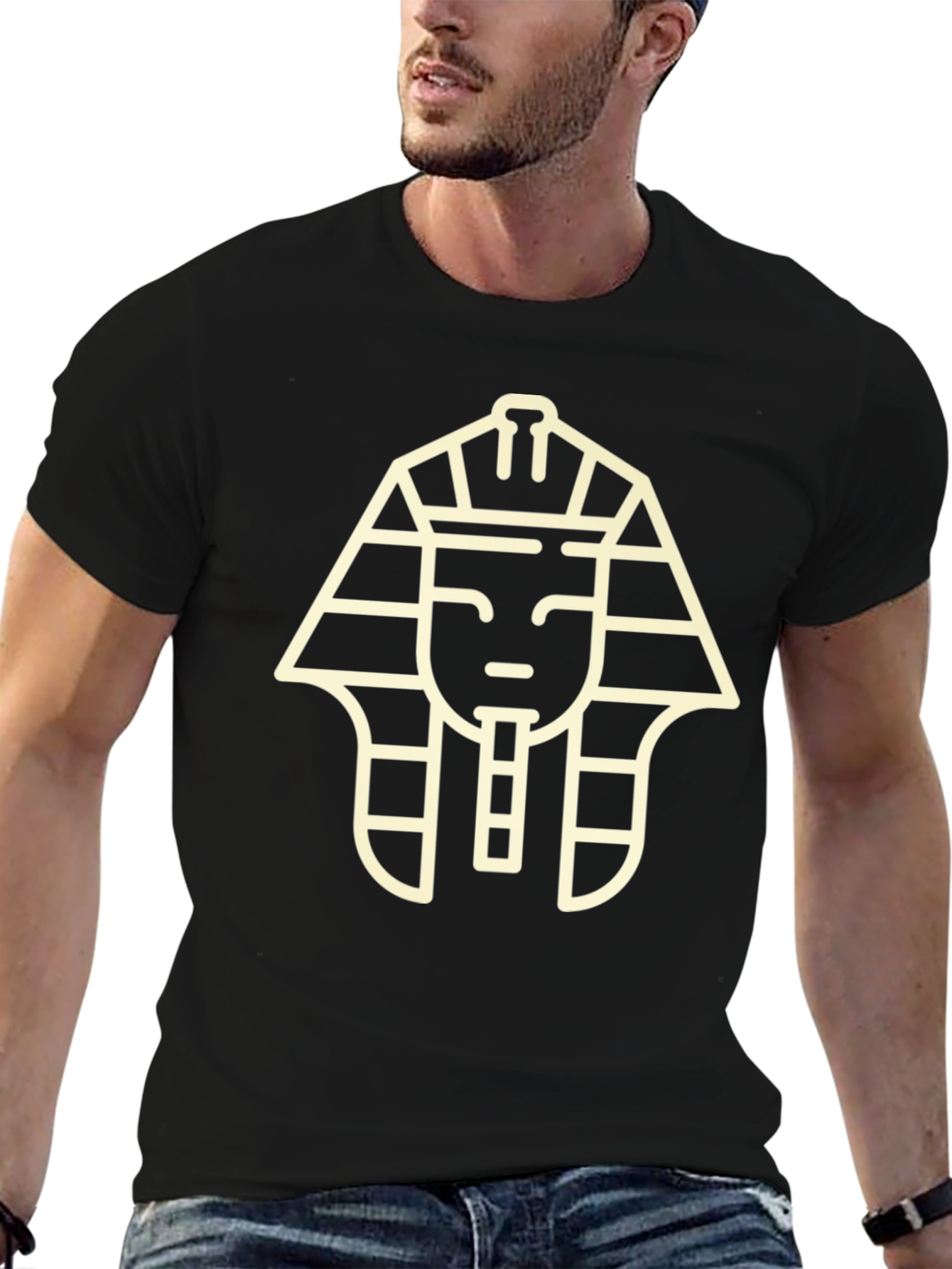 Egyptian Pharaoh Graphic Tee - Black Crew Neck