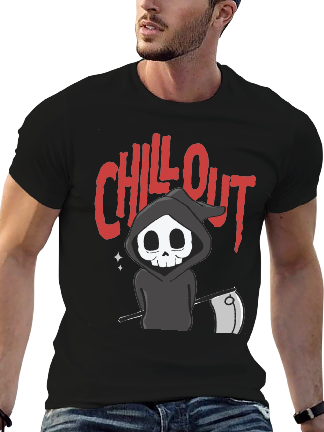Chill Out Grim Reaper Graphic T-Shirt