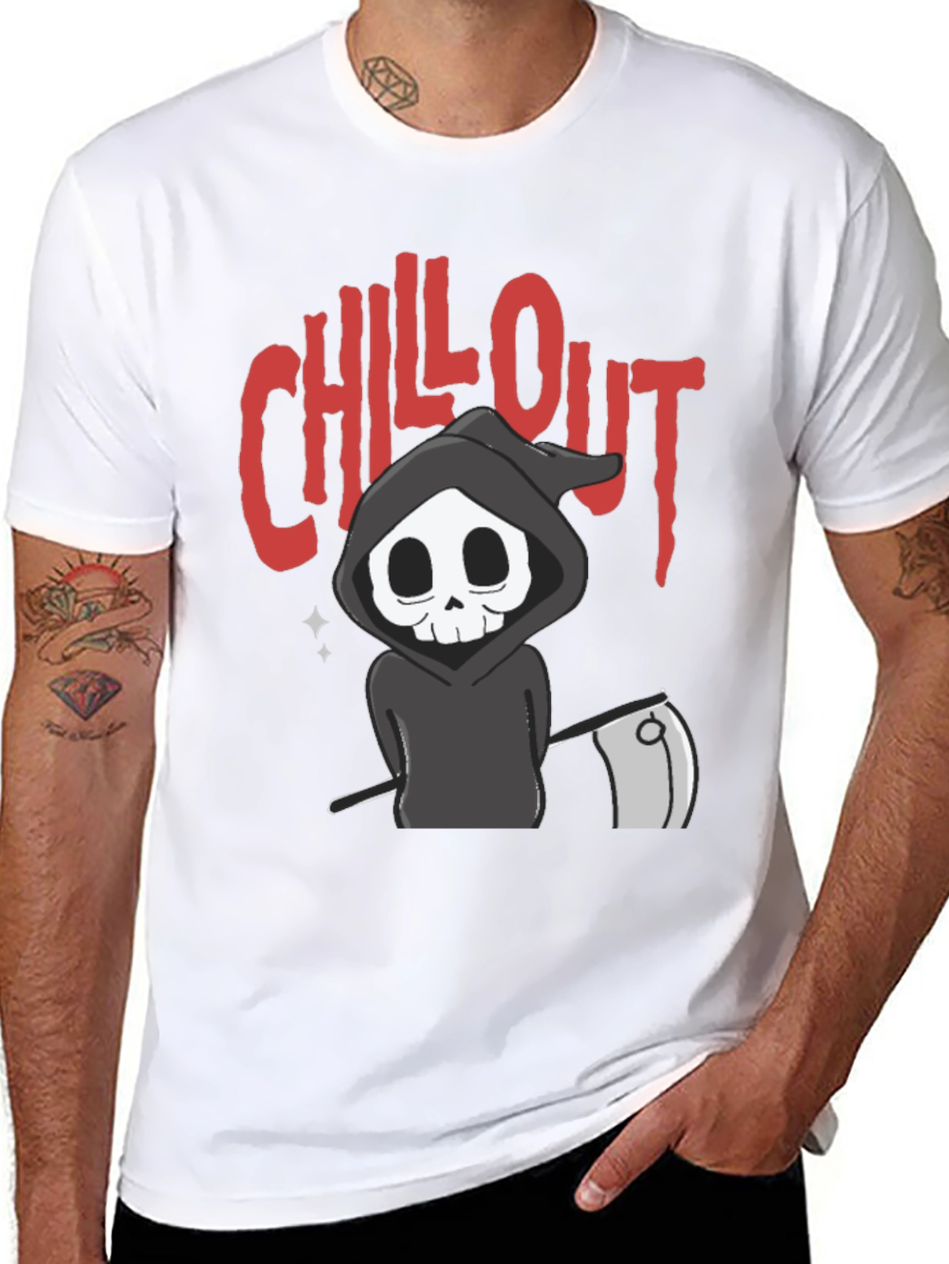 Chill Out Grim Reaper Graphic T-Shirt