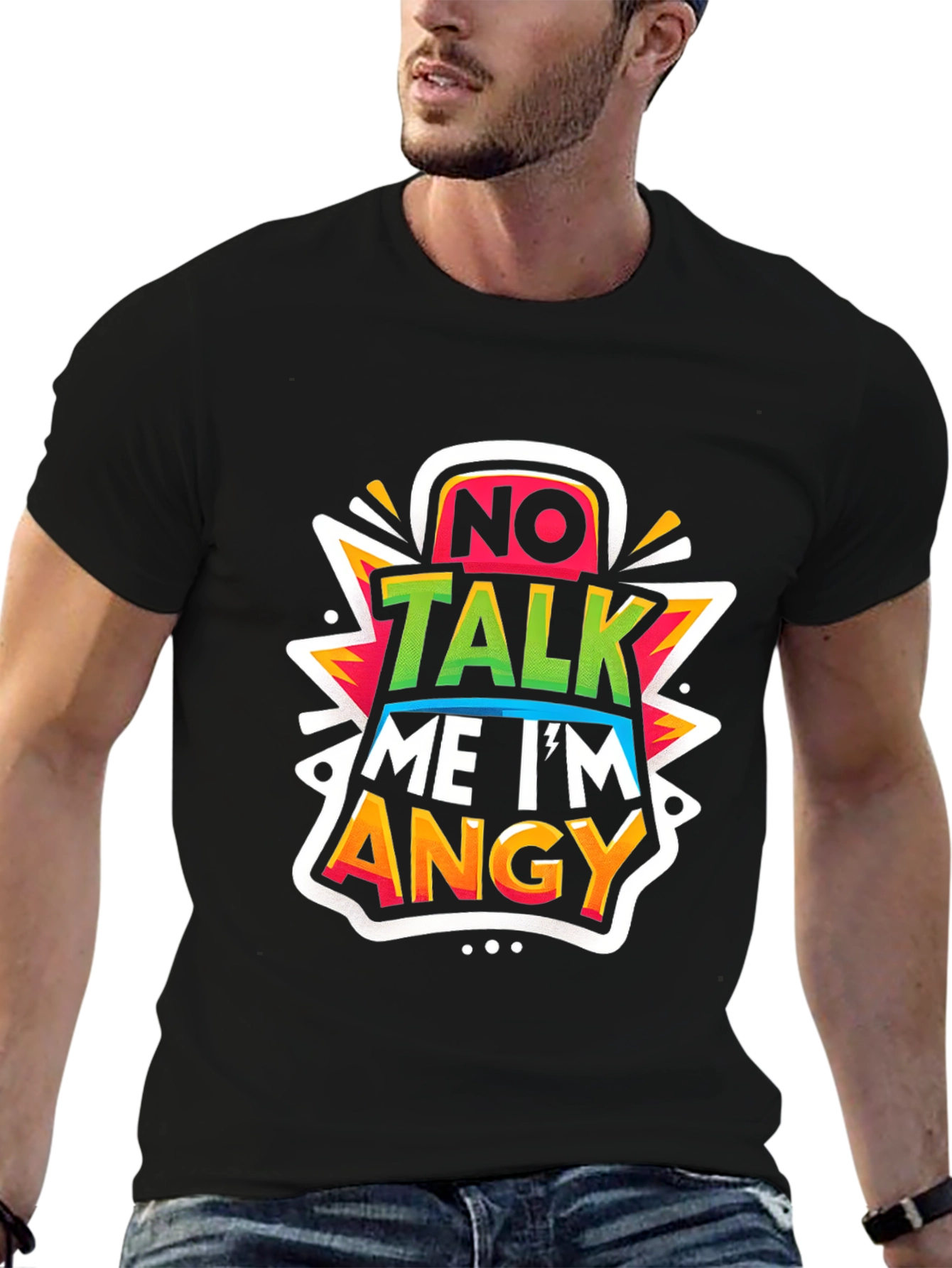 No Talk Me Im Angy Graphic Tee - Black