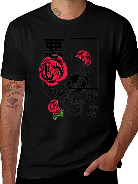 Skull & Roses Graphic Tee - Edgy Style