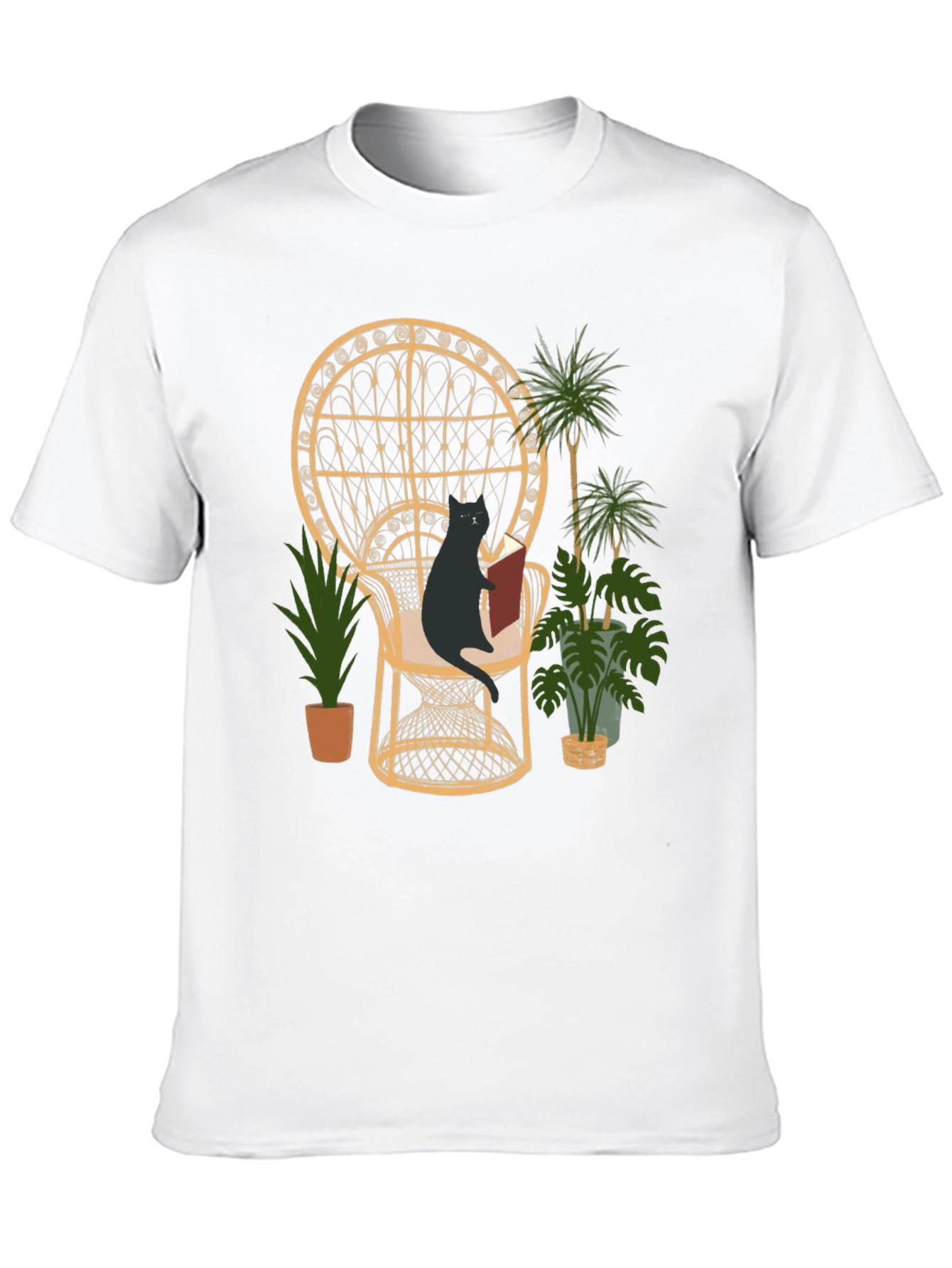 Reading Cat Graphic Tee - Whimsical Style