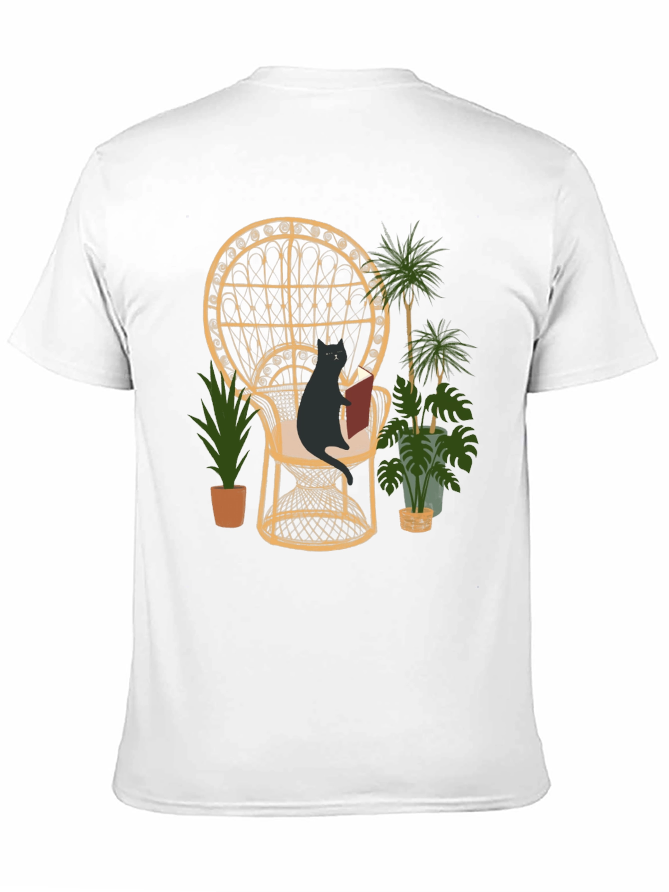 Reading Cat Graphic Tee - Whimsical Style