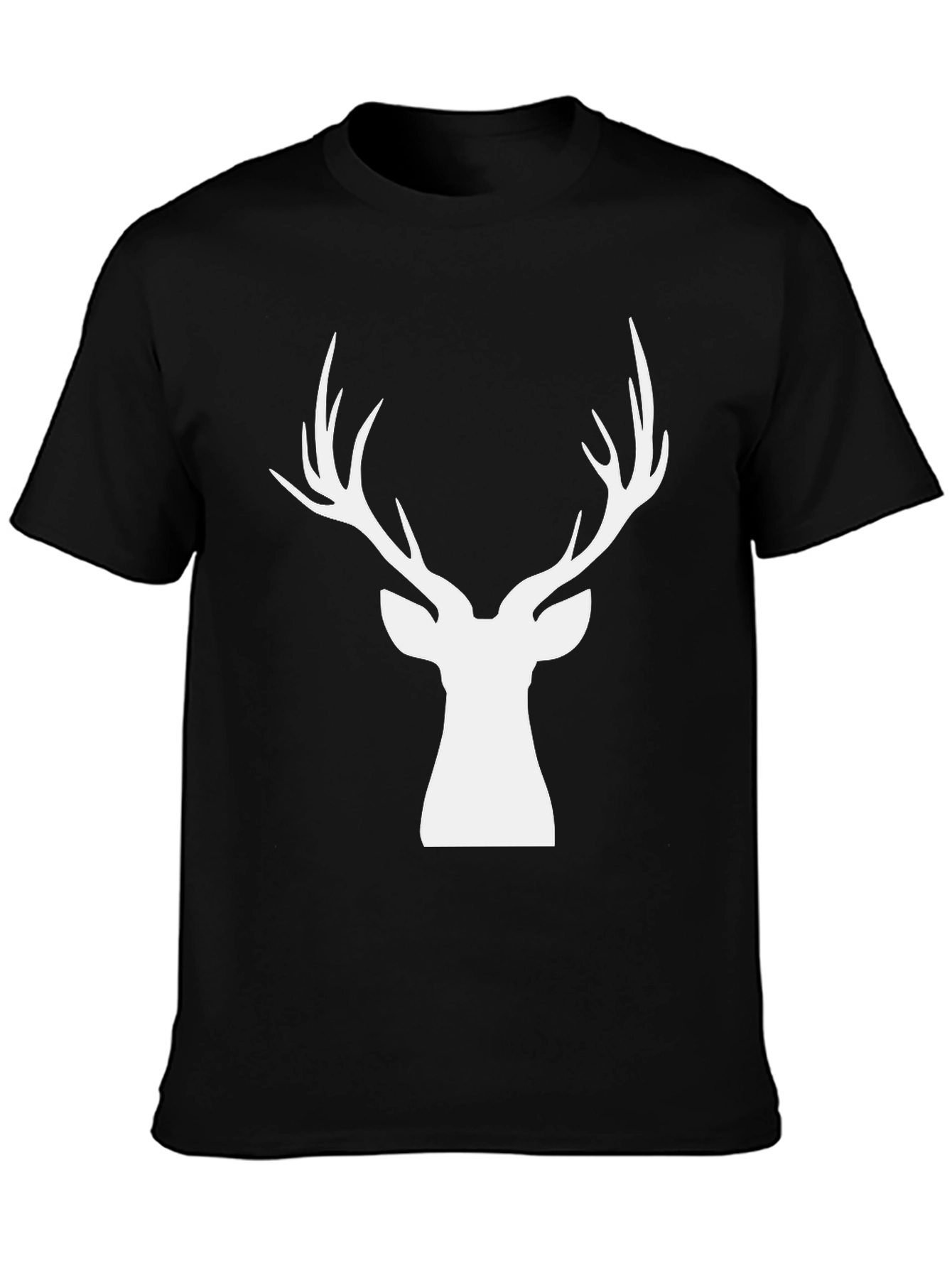 Stylish Deer Head Graphic Tee - Black