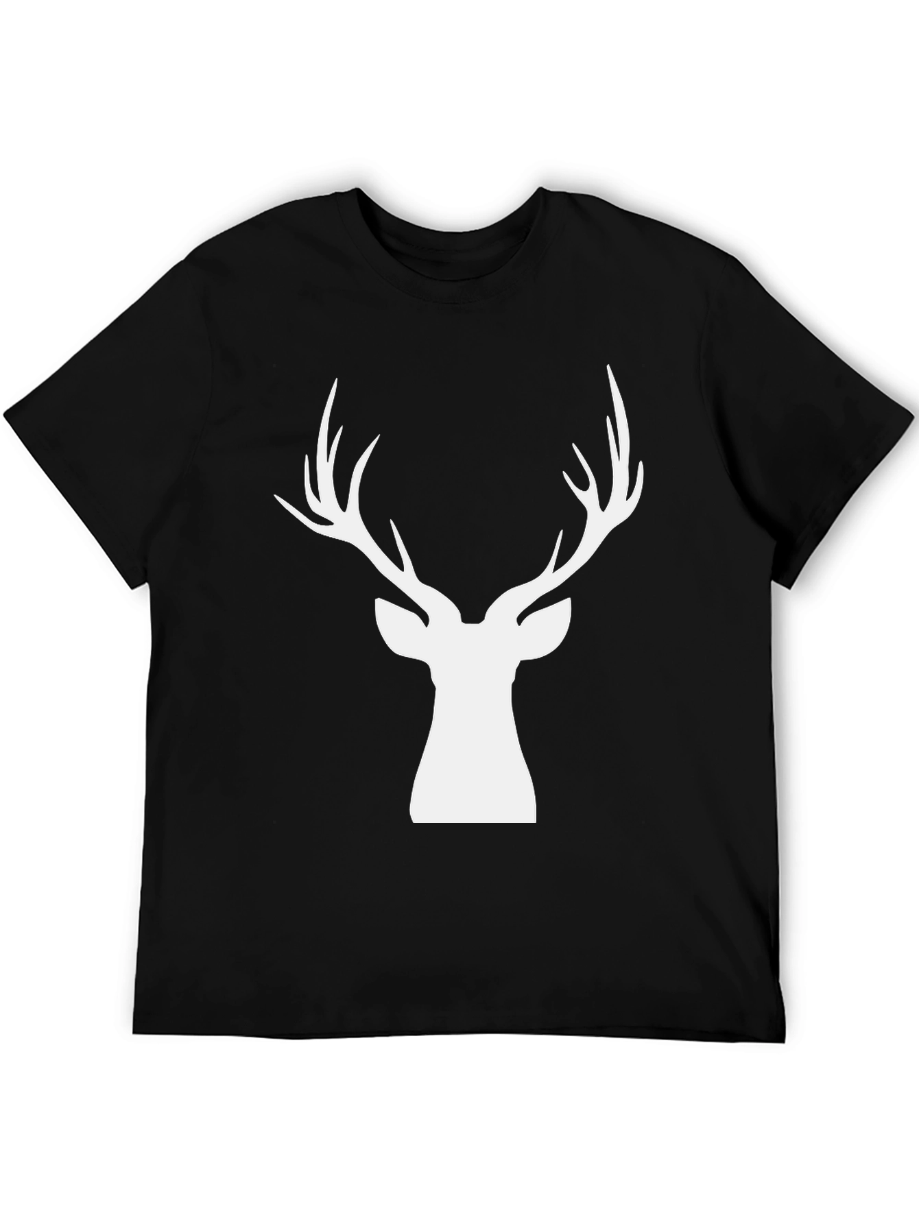 Stylish Deer Head Graphic Tee - Black