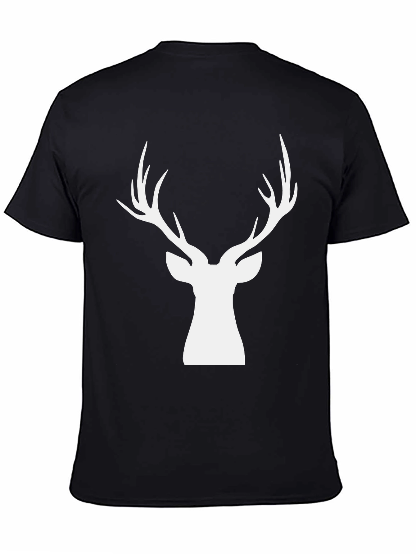 Stylish Deer Head Graphic Tee - Black