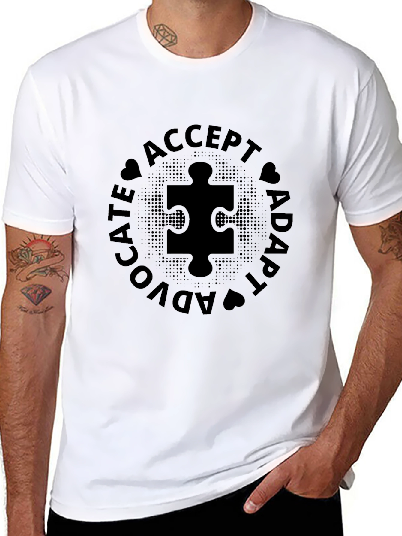 Autism Awareness Black T-Shirt - Advocate Accept Adapt