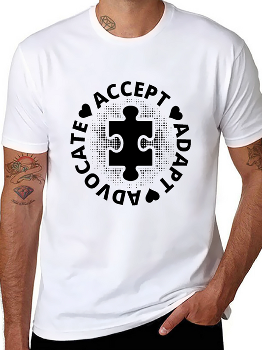 Autism Awareness Black T-Shirt - Advocate Accept Adapt