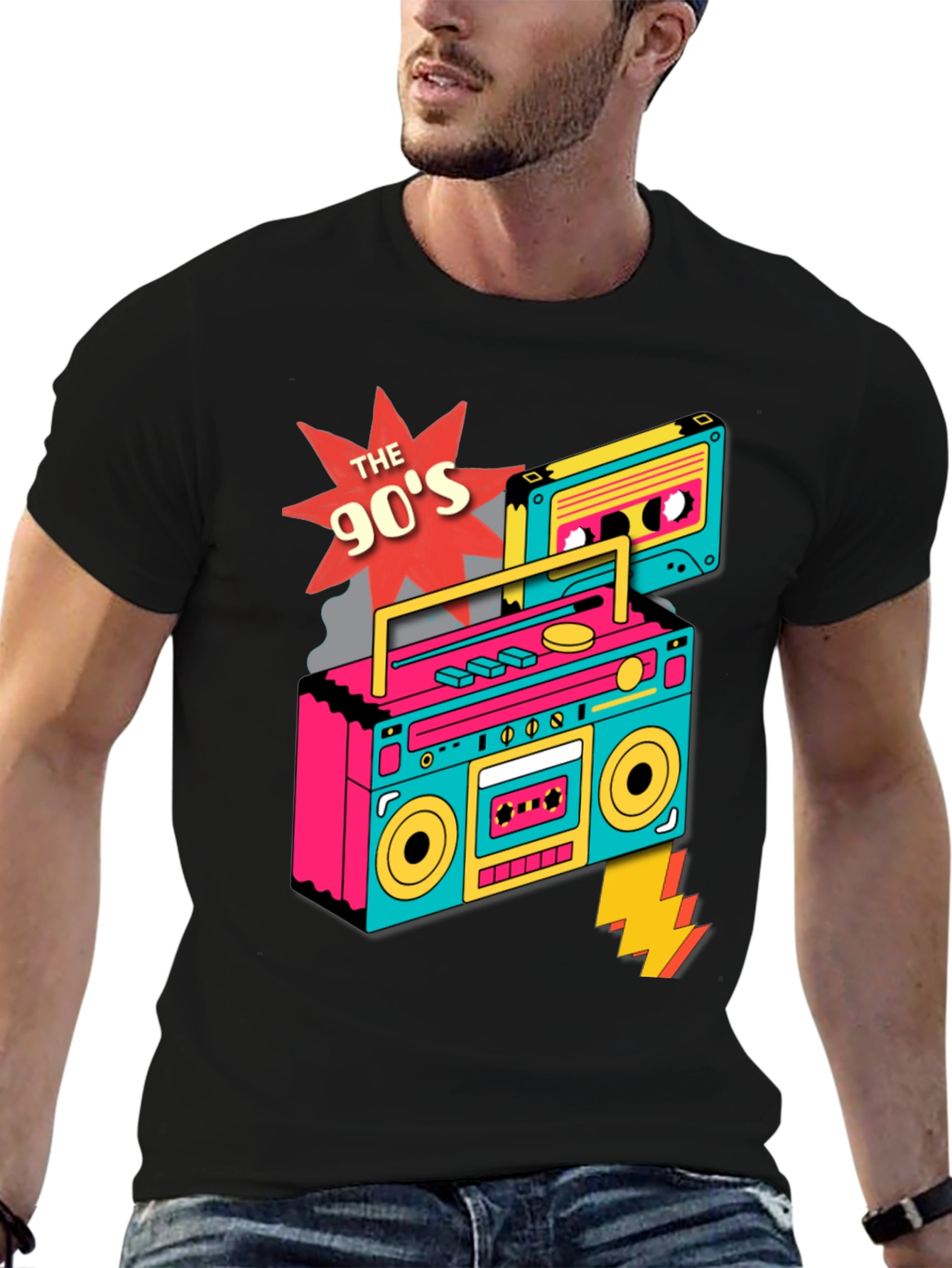 90s Boombox Graphic T-Shirt - Retro Style