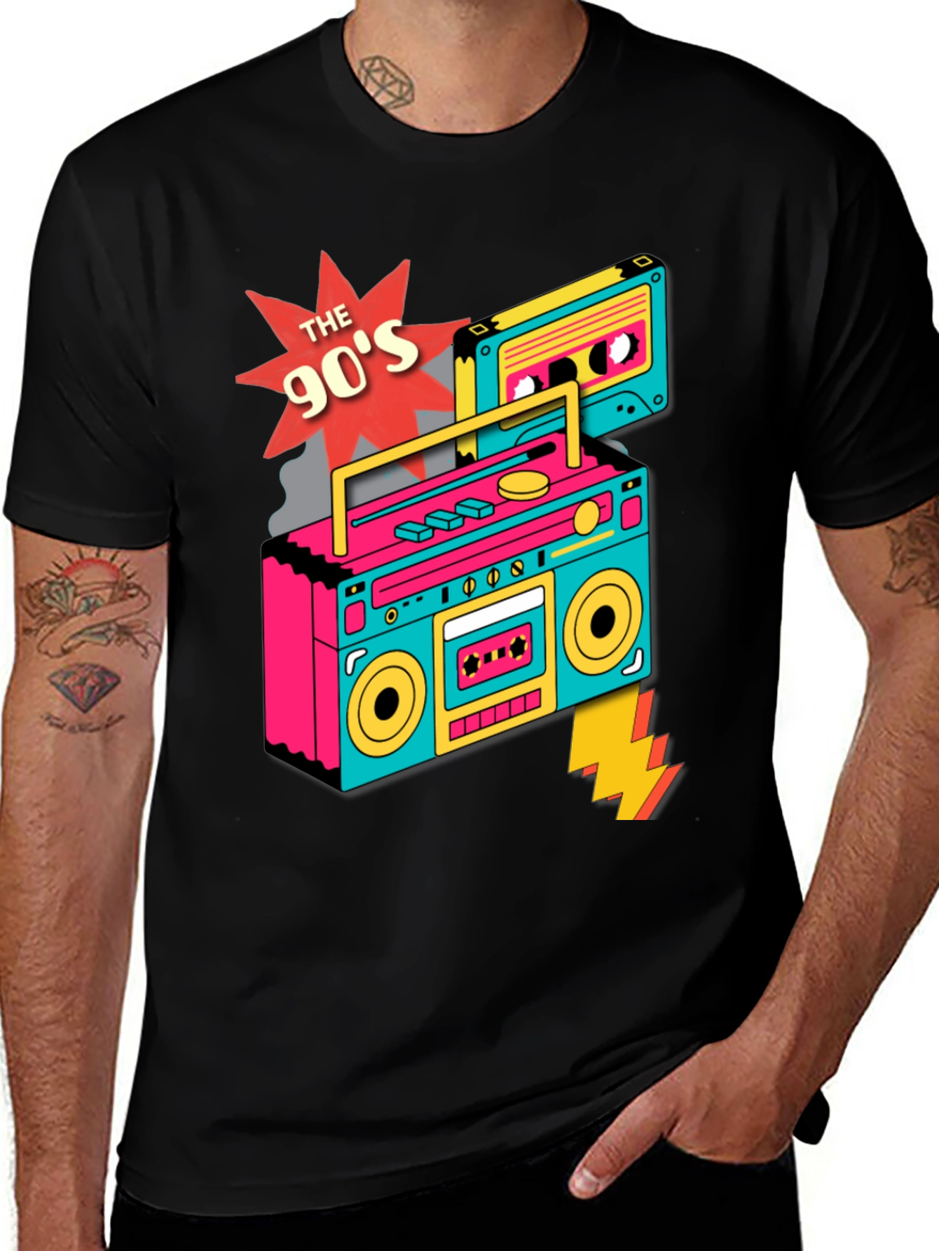 90s Boombox Graphic T-Shirt - Retro Style