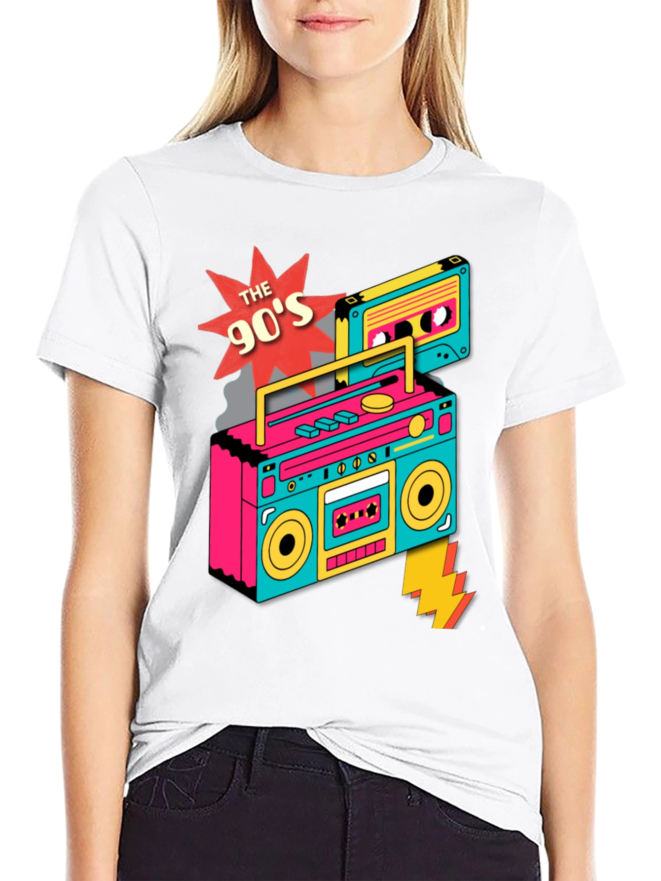 90s Boombox Graphic T-Shirt - Retro Style