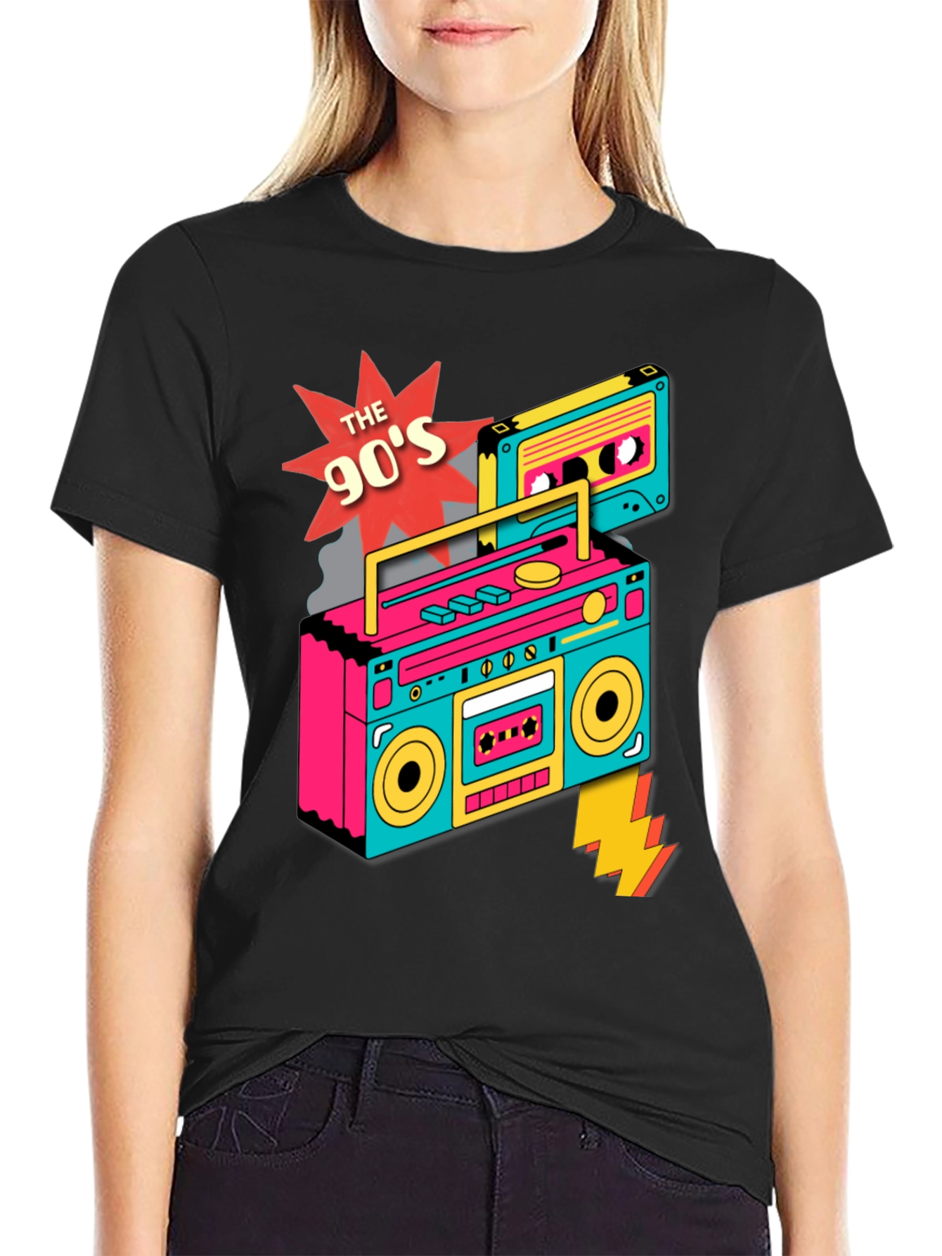 90s Boombox Graphic T-Shirt - Retro Style