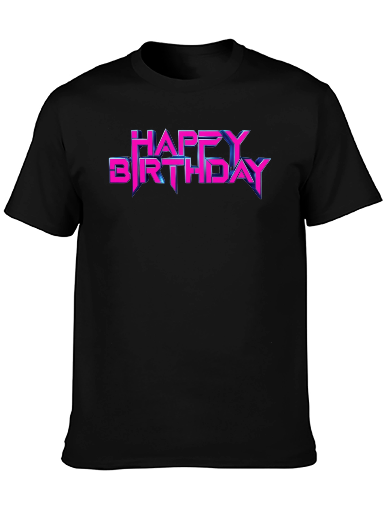 Happy Birthday Neon Retro Style Black T-Shirt