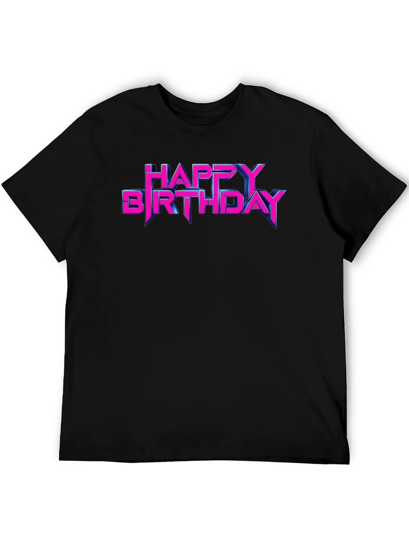 Happy Birthday Neon Retro Style Black T-Shirt