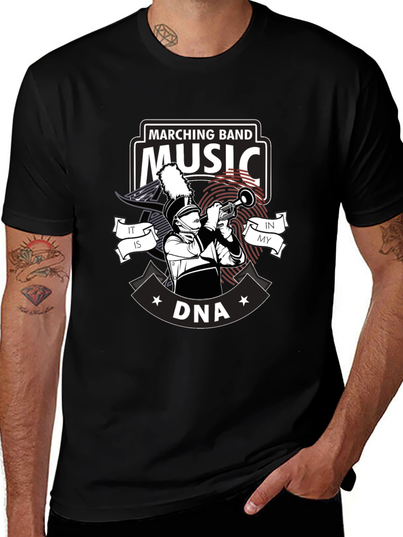Marching Band Music DNA Black T-Shirt