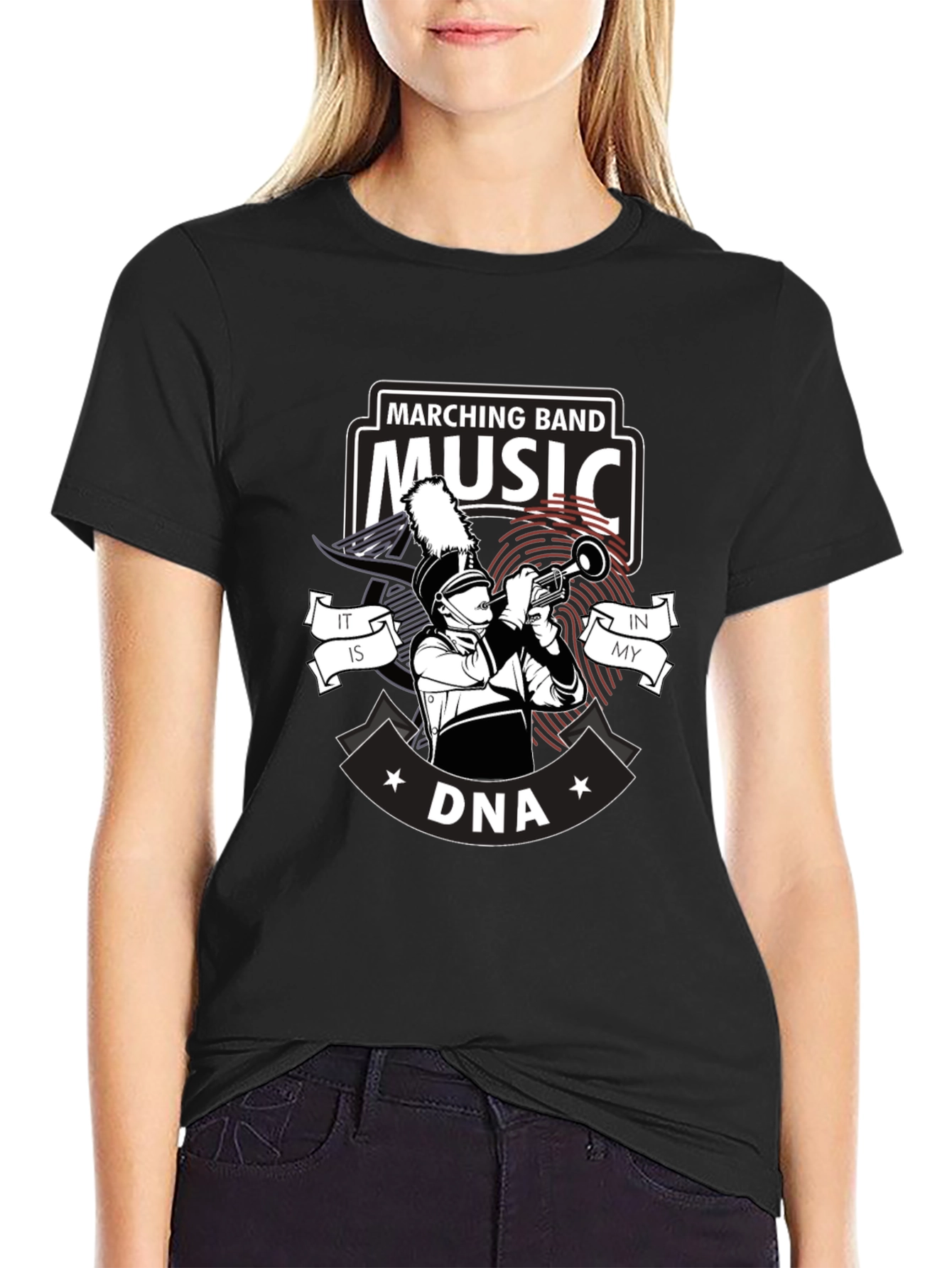 Marching Band Music DNA Black T-Shirt
