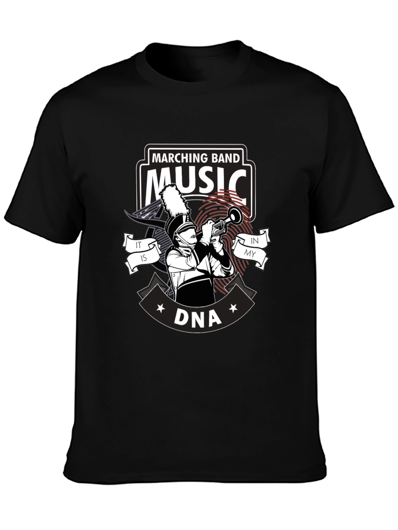 Marching Band Music DNA Black T-Shirt