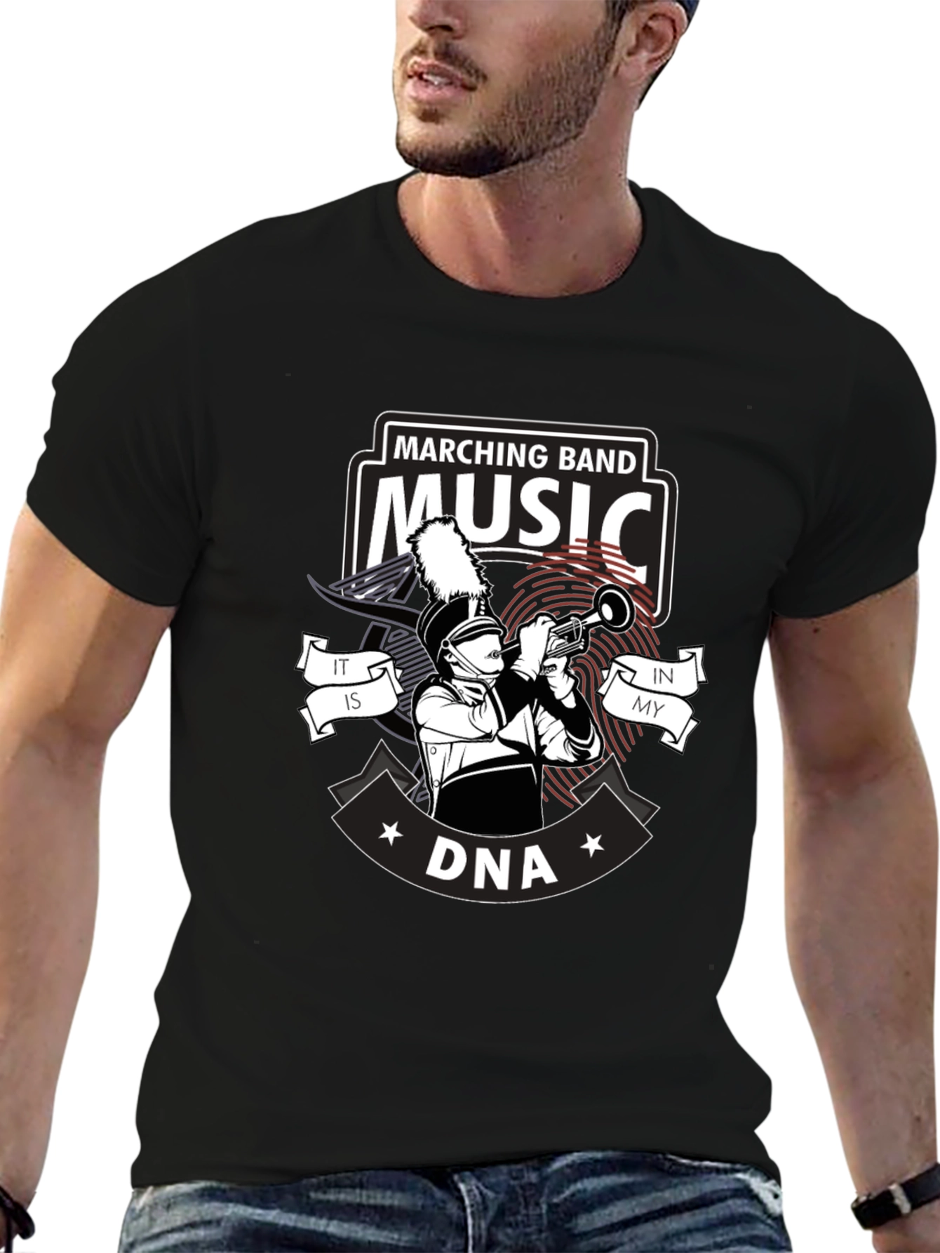 Marching Band Music DNA Black T-Shirt